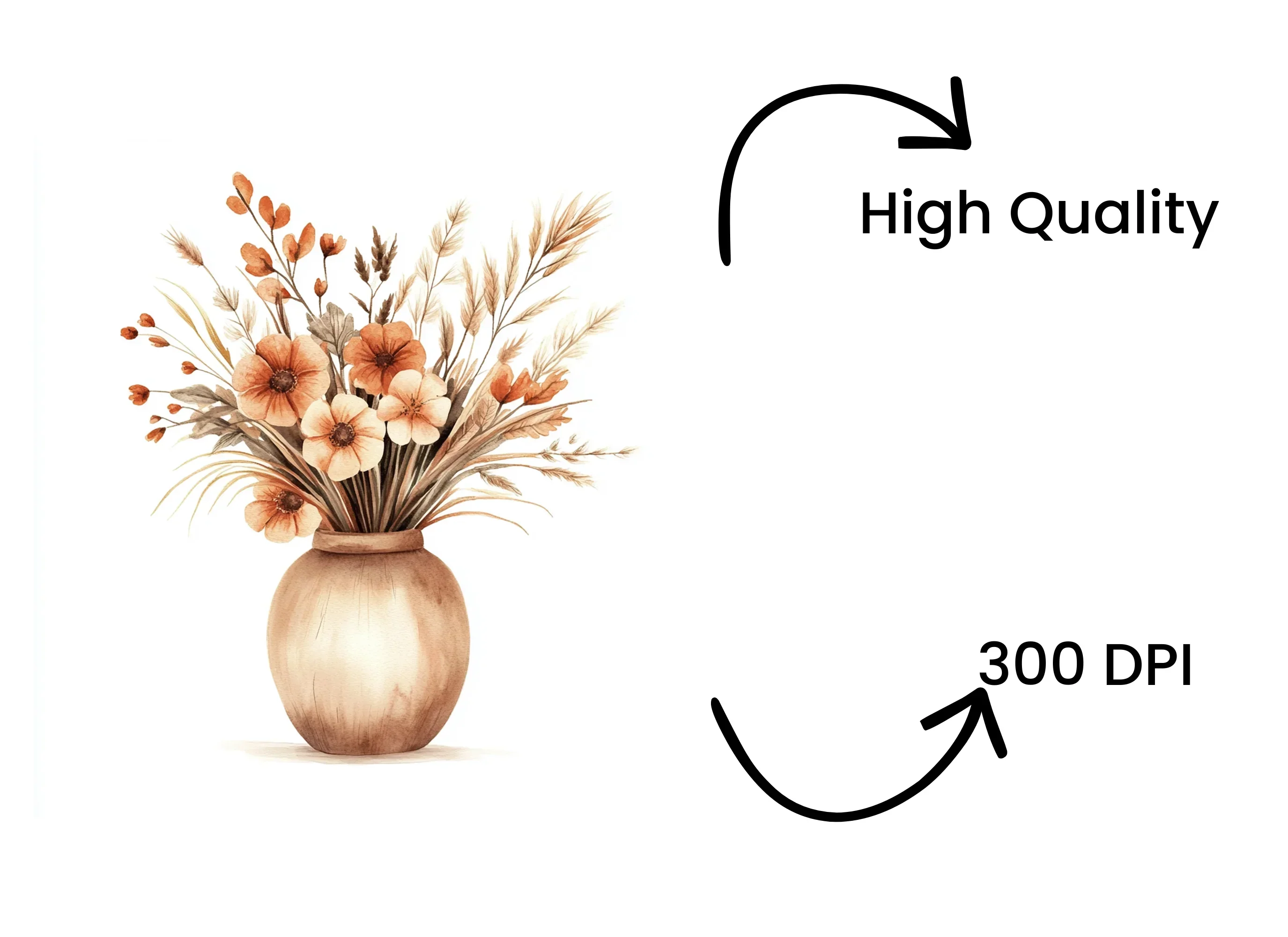Autumn Boho Floral Vases Clipart Bundle - Image 4