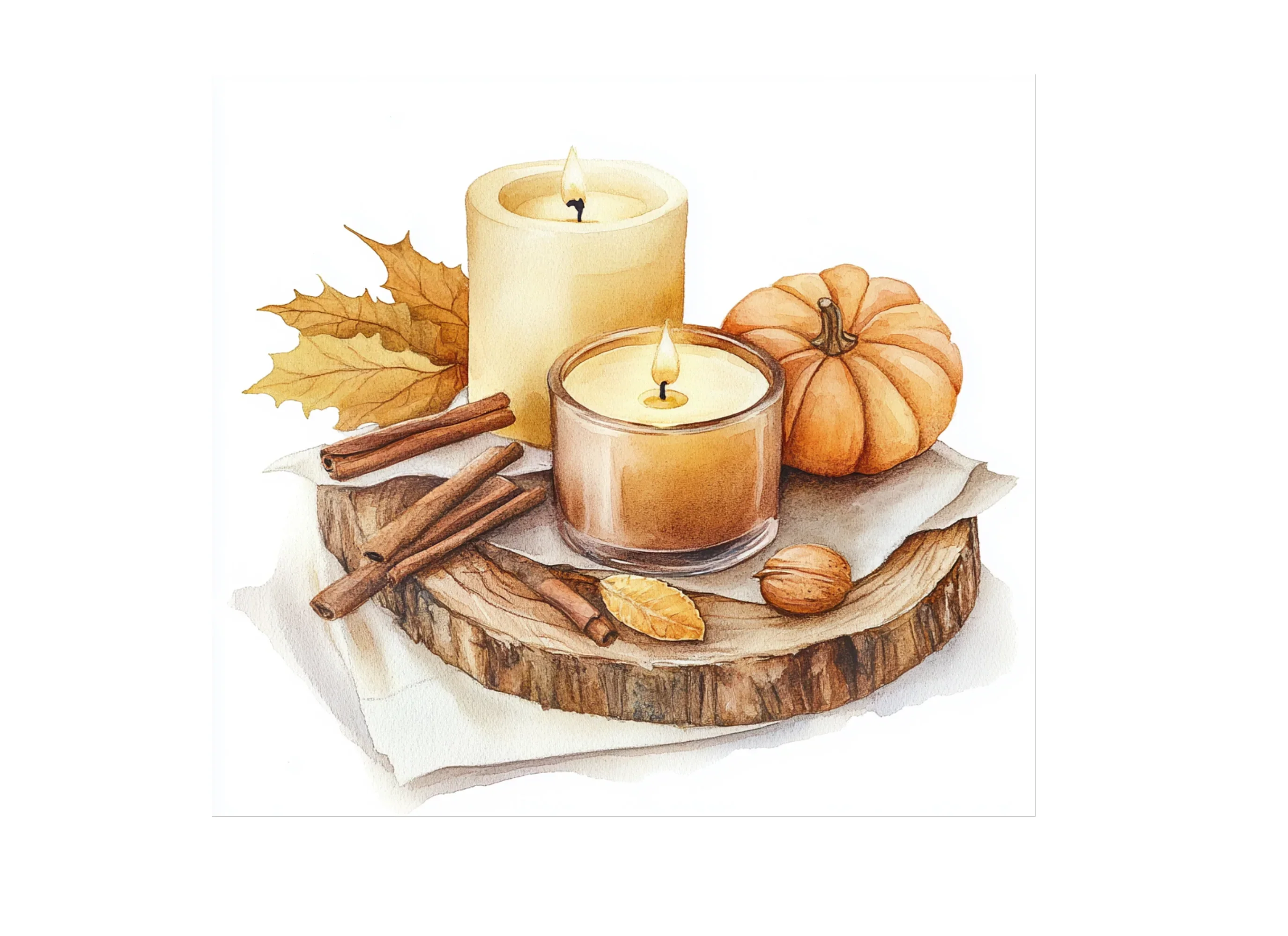 Autumn Candles and Pumpkins Clipart Bundle - Image 2