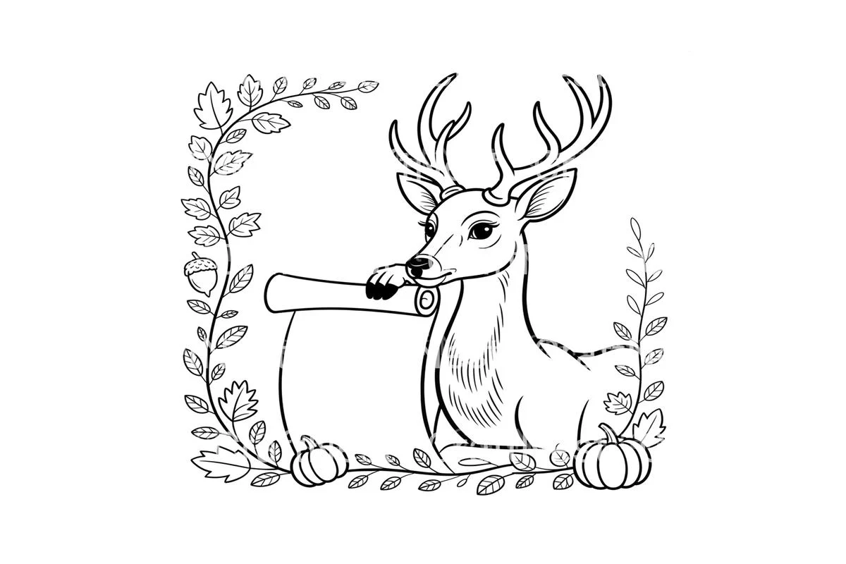 Autumn Deer and Scroll Coloring Books - Image 3