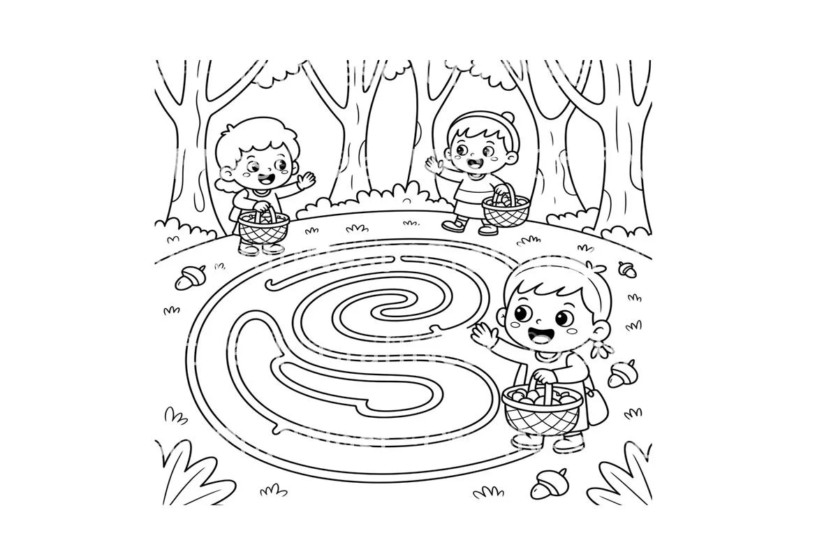 Autumn Forest Maze for Kids Coloring Books - Image 2