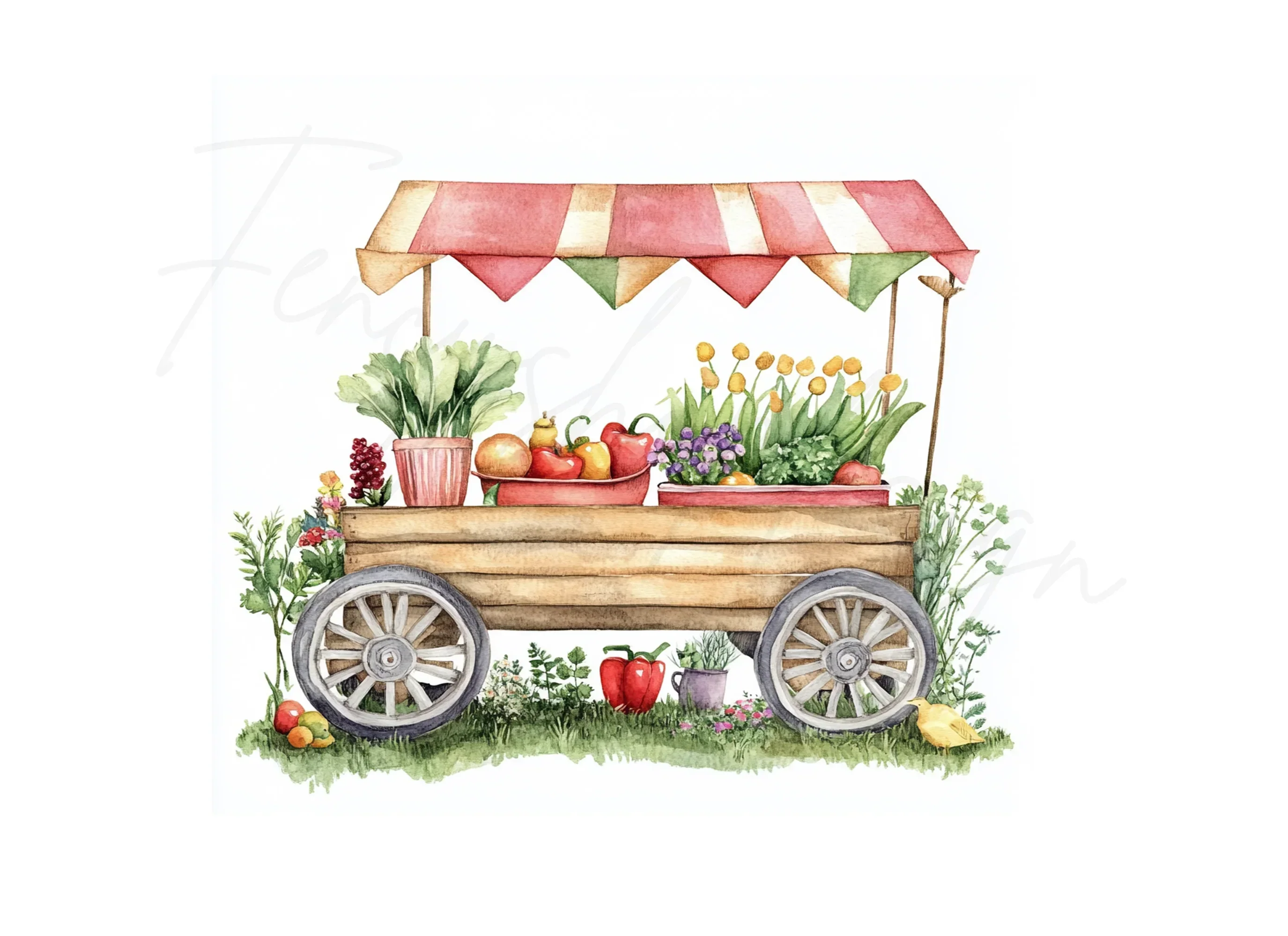 Autumn Harvest Market Cart Clipart Bundle - Image 3