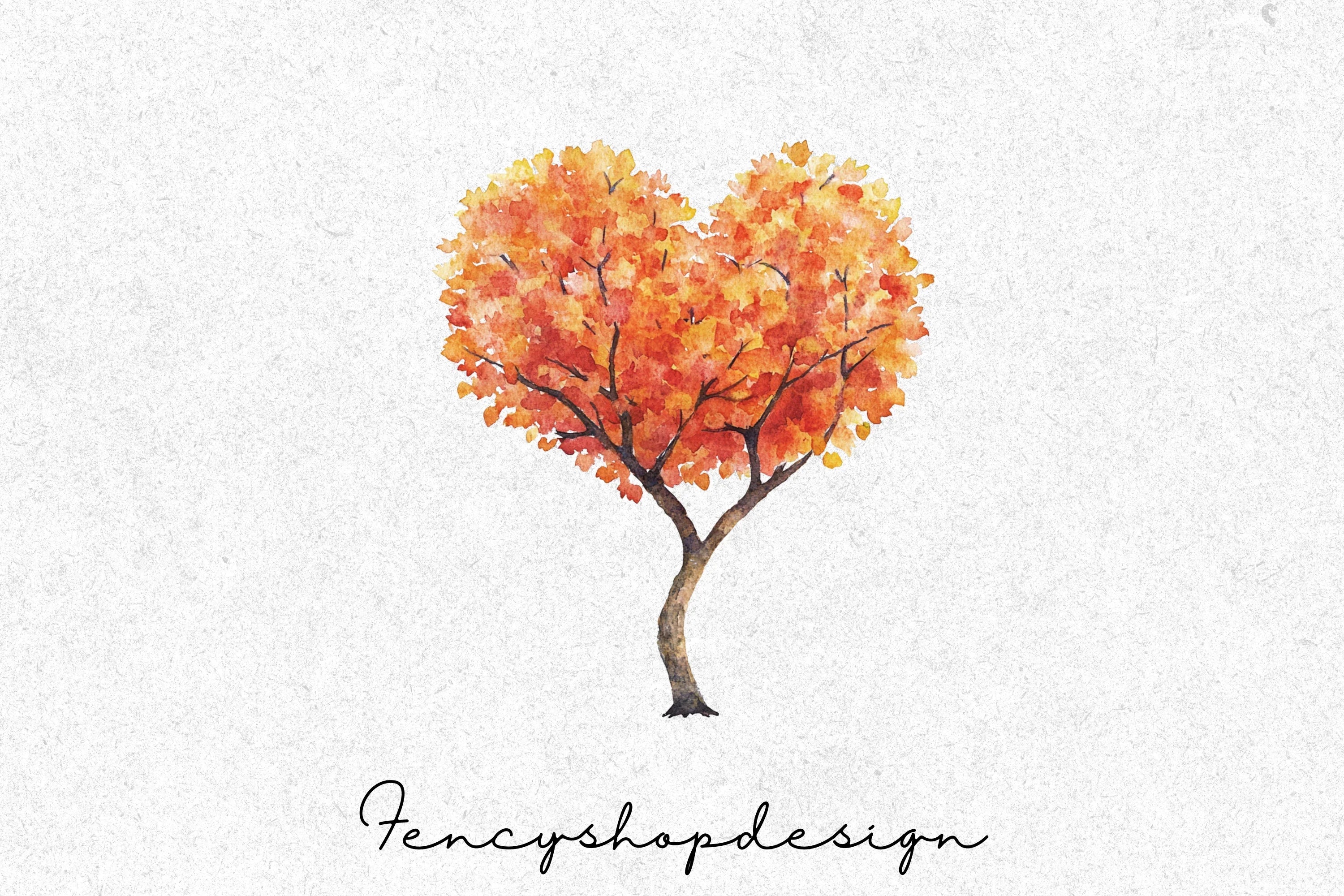 Autumn Heart Tree Clipart Bundle - Image 3