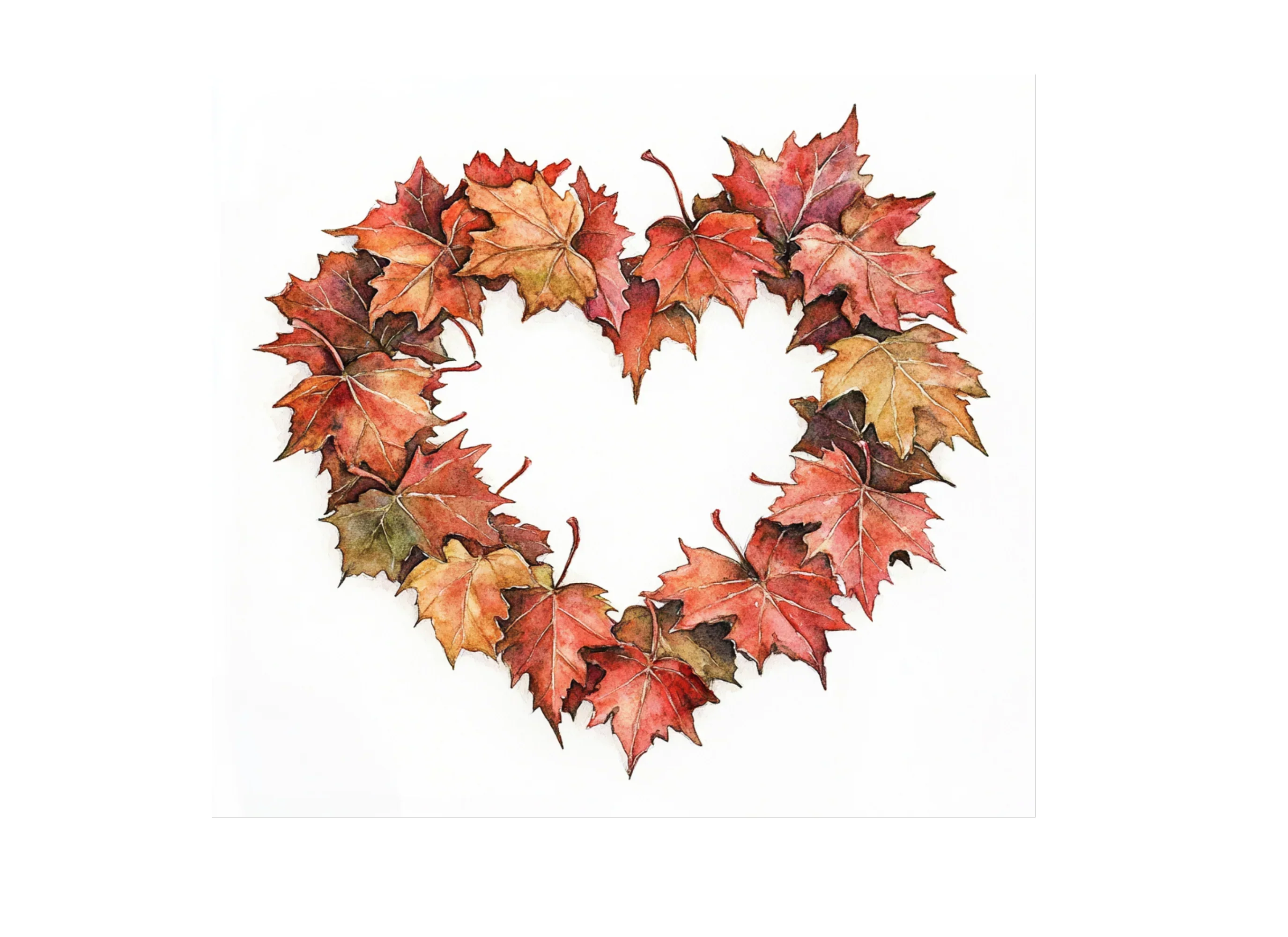 Autumn Maple Leaf Heart Wreath Clipart Bundle - Image 2