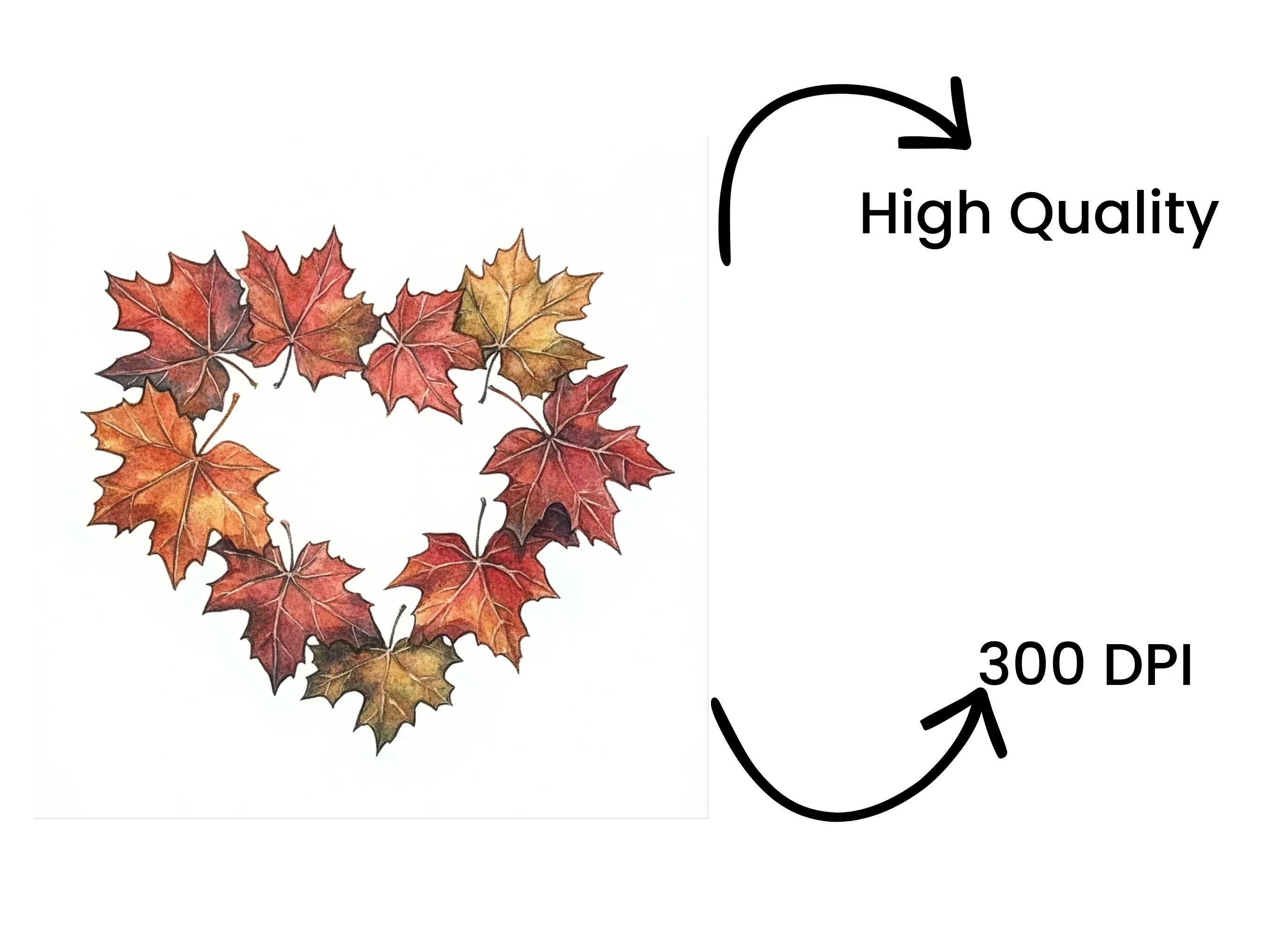 Autumn Maple Leaf Heart Wreath Clipart Bundle - Image 4