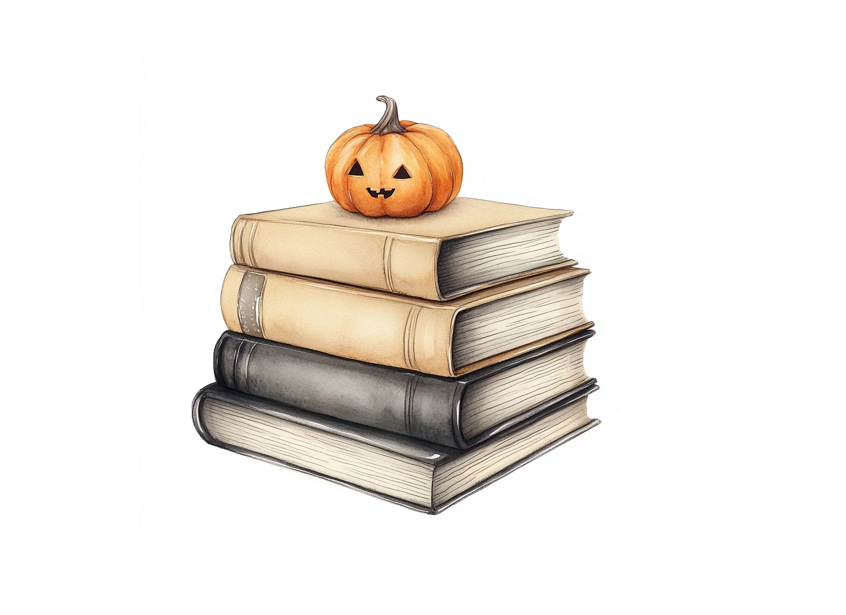 Autumn Pumpkin Book Stack Clipart Bundle - Image 2