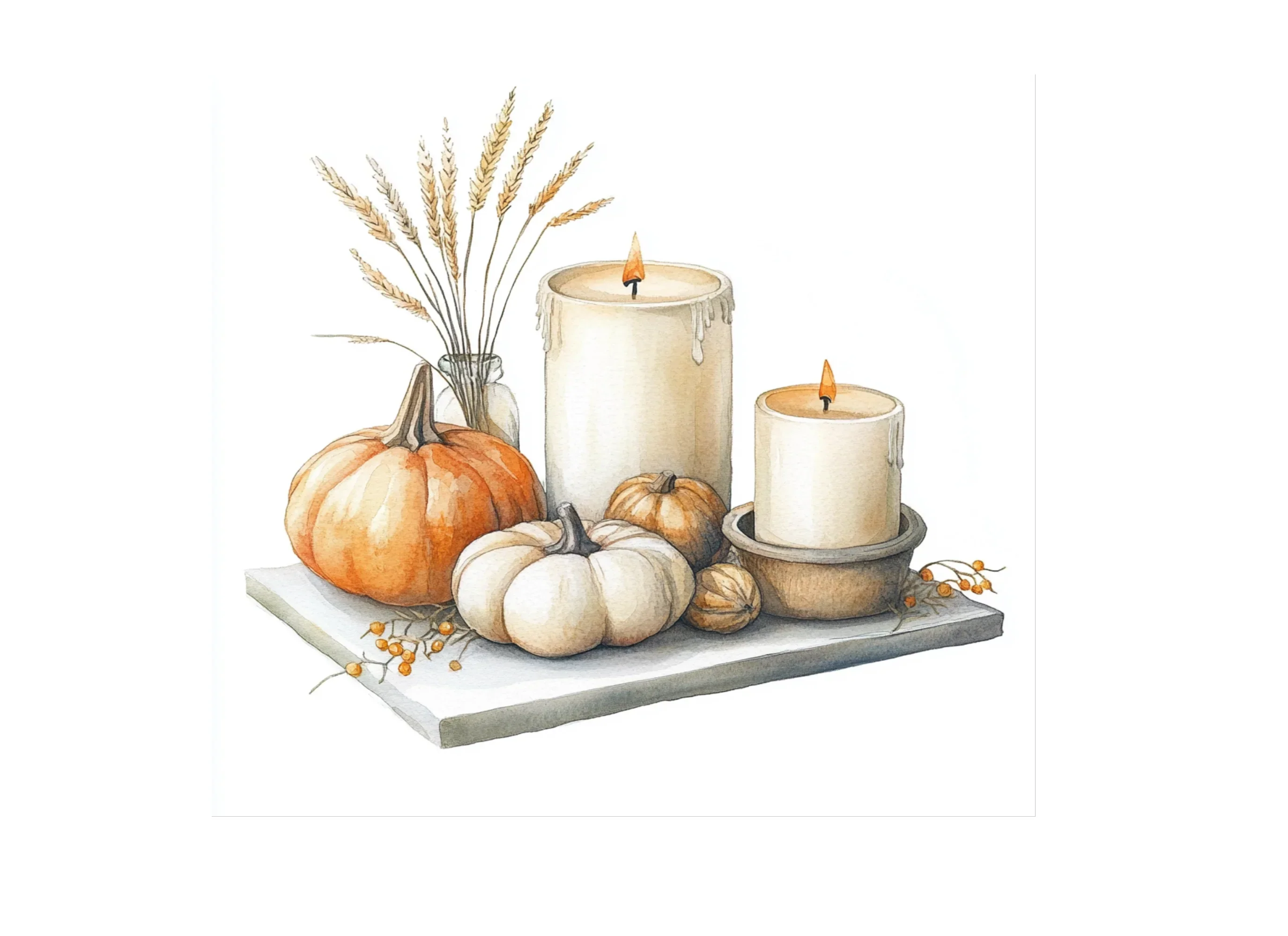 Autumn Pumpkin Candle Clipart Bundle - Image 3