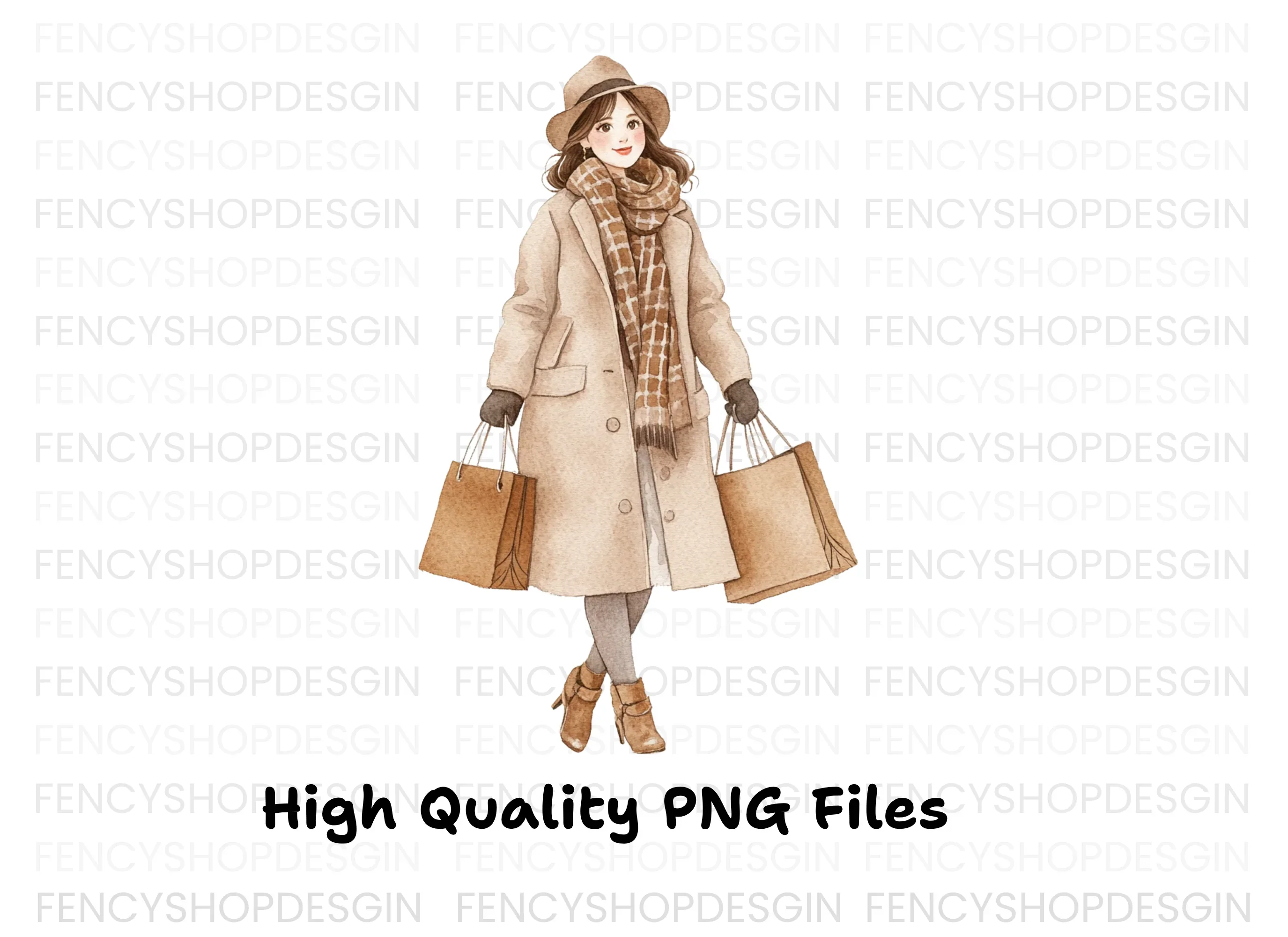 Autumn Winter Shopping Girls Clipart Bundle - Image 2