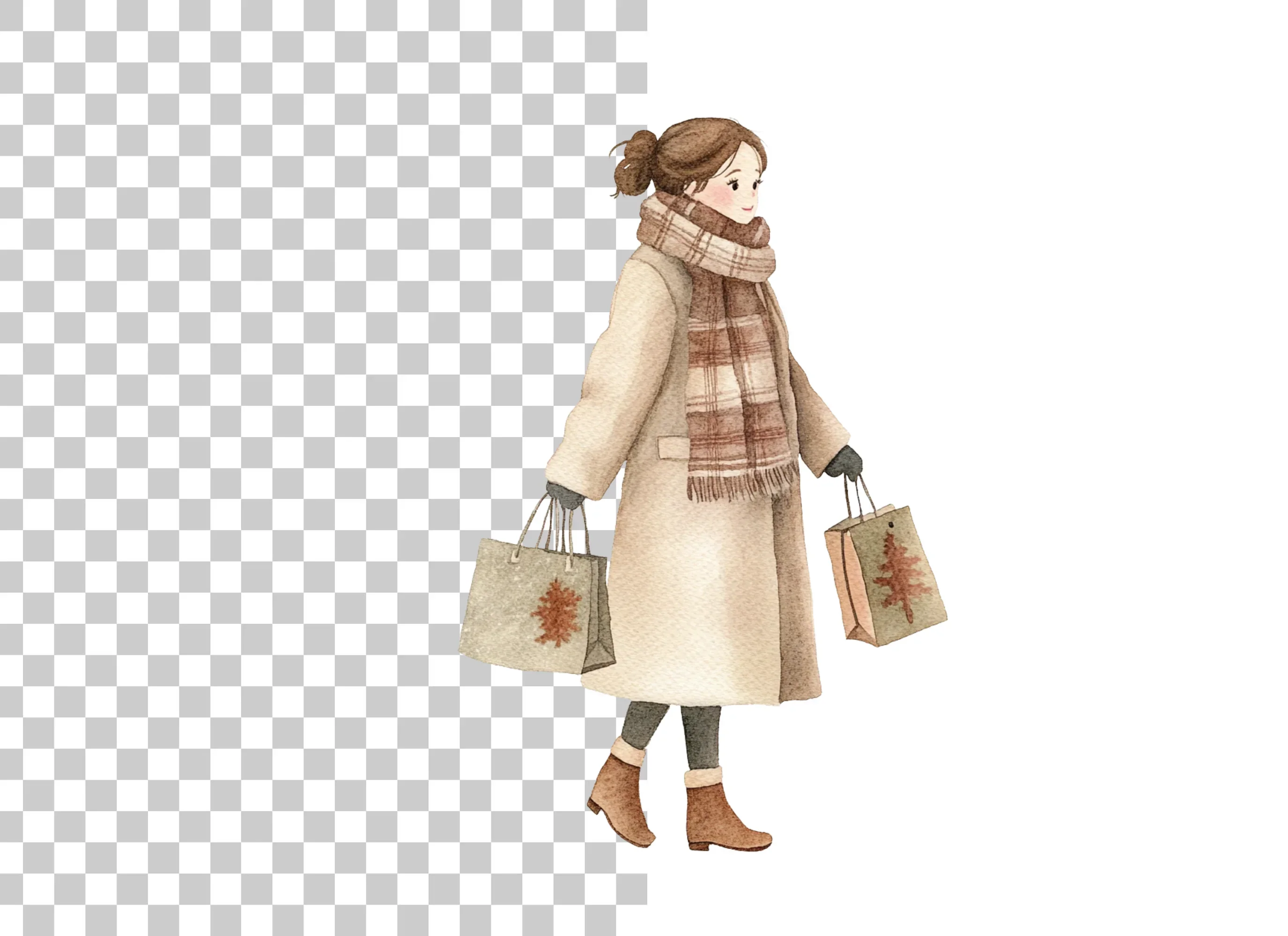 Autumn Winter Shopping Girls Clipart Bundle - Image 3