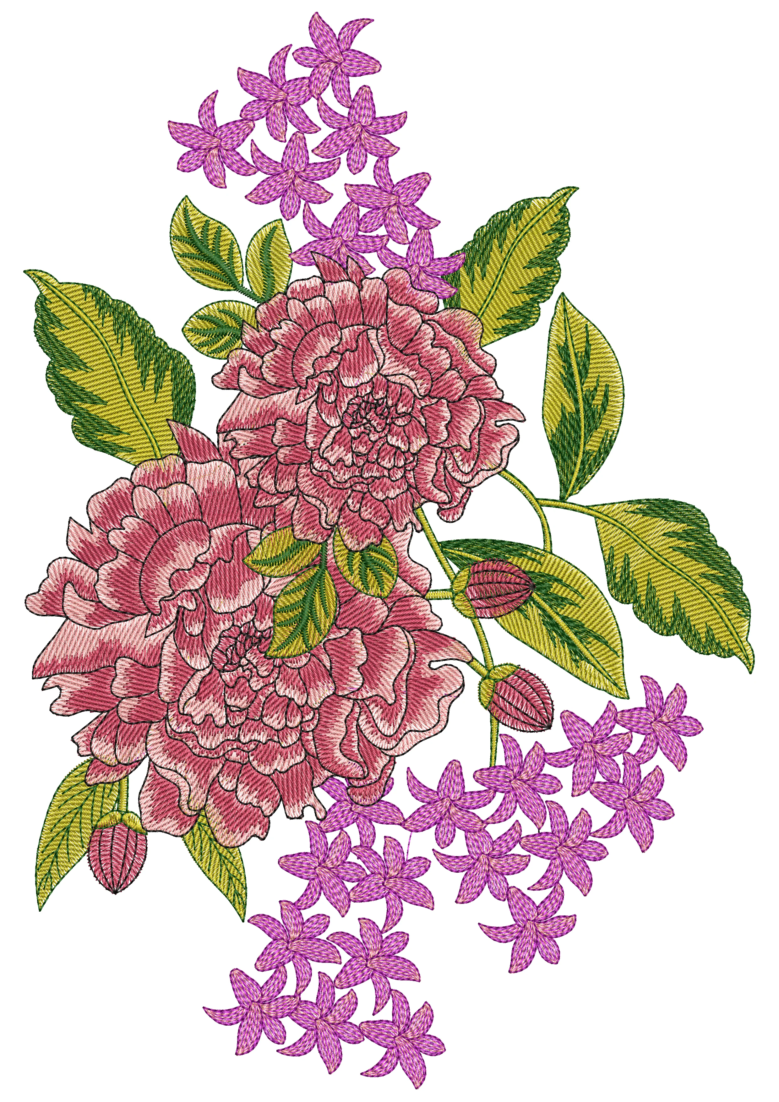B T Flower Embroidery Design