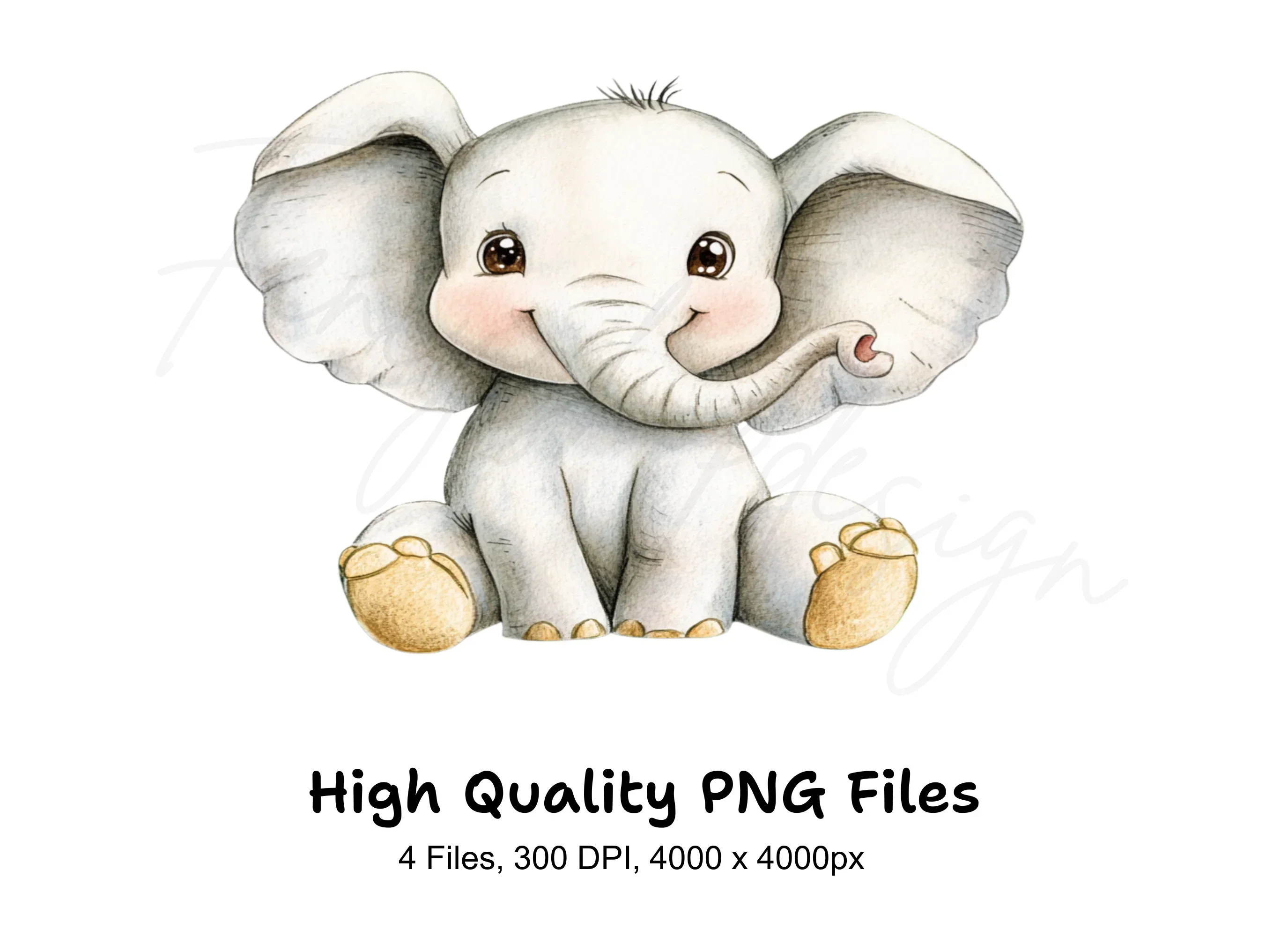 Baby Elephant Clipart Bundle