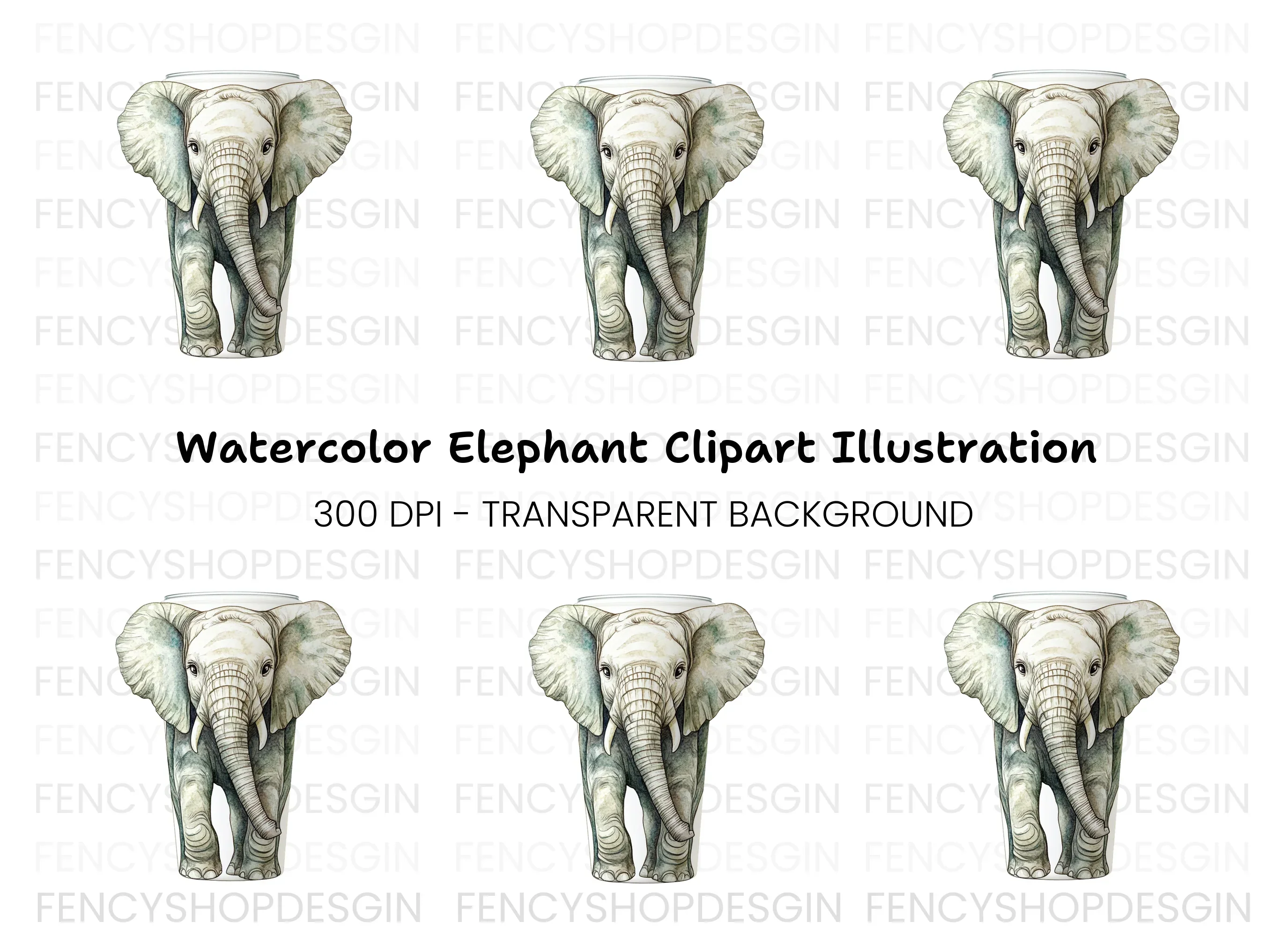 Baby Elephant Tumbler Clipart Bundle