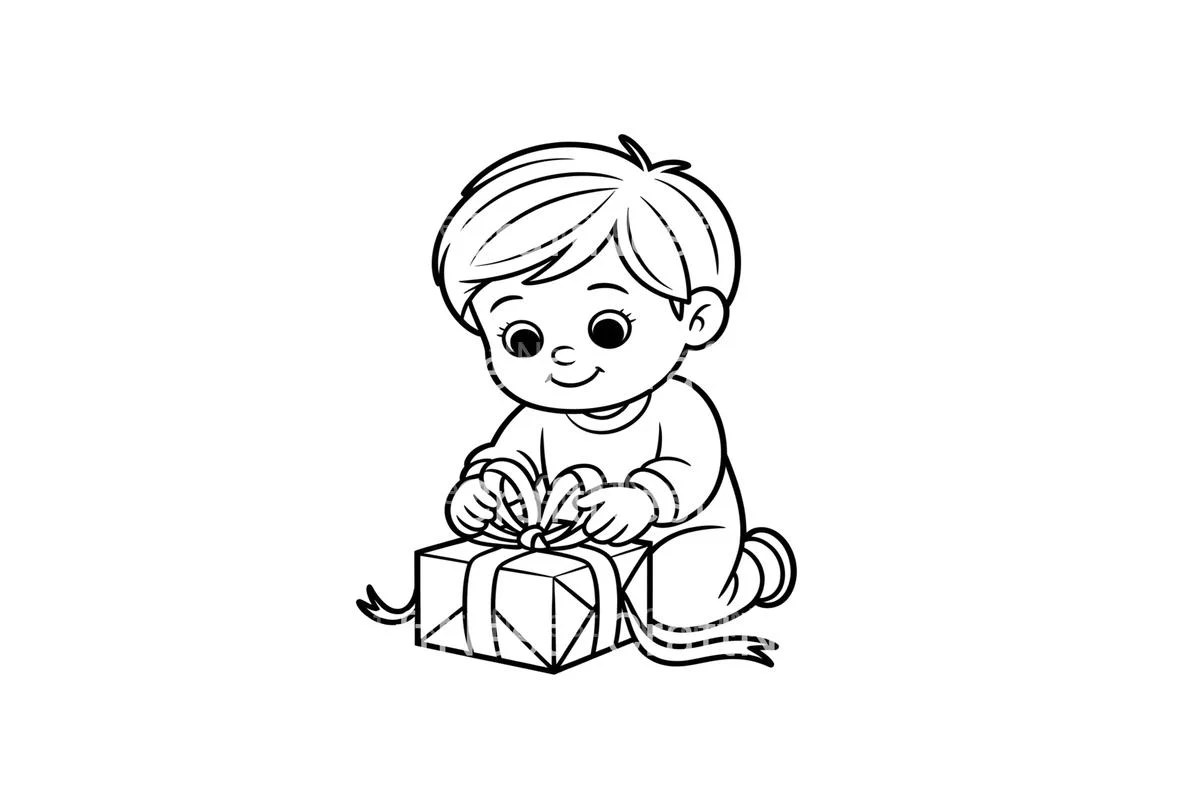 Baby Opening Christmas Gift Coloring Books - Image 2