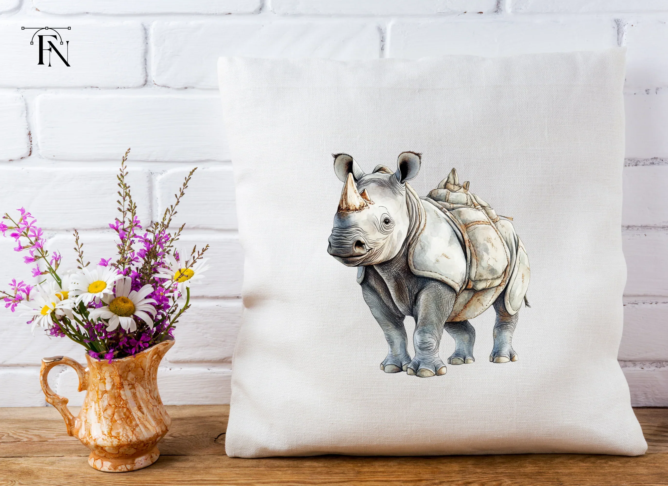 Baby Rhino Cute Wildlife Clipart Bundle - Image 3