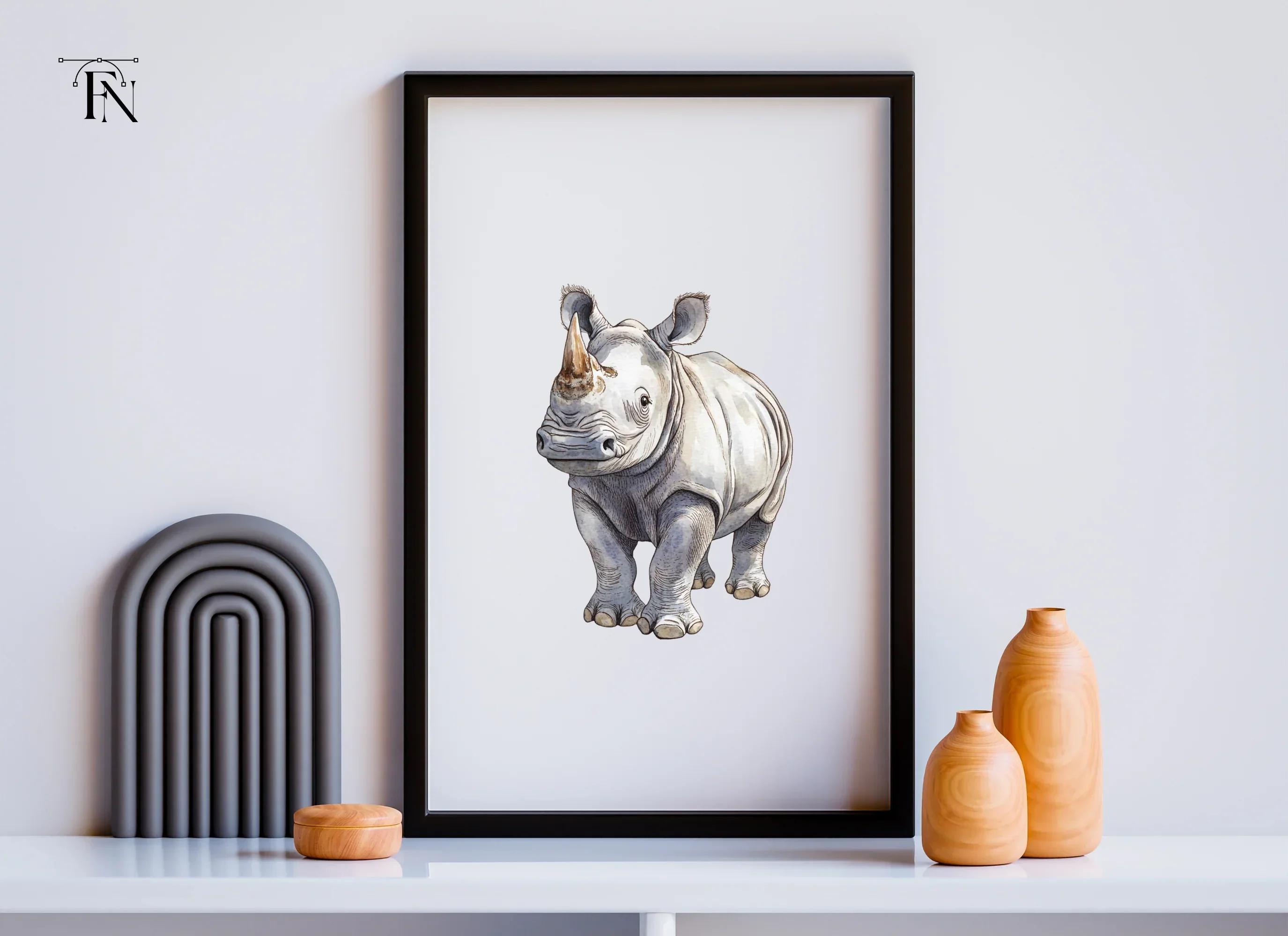 Baby Rhino Cute Wildlife Clipart Bundle - Image 4