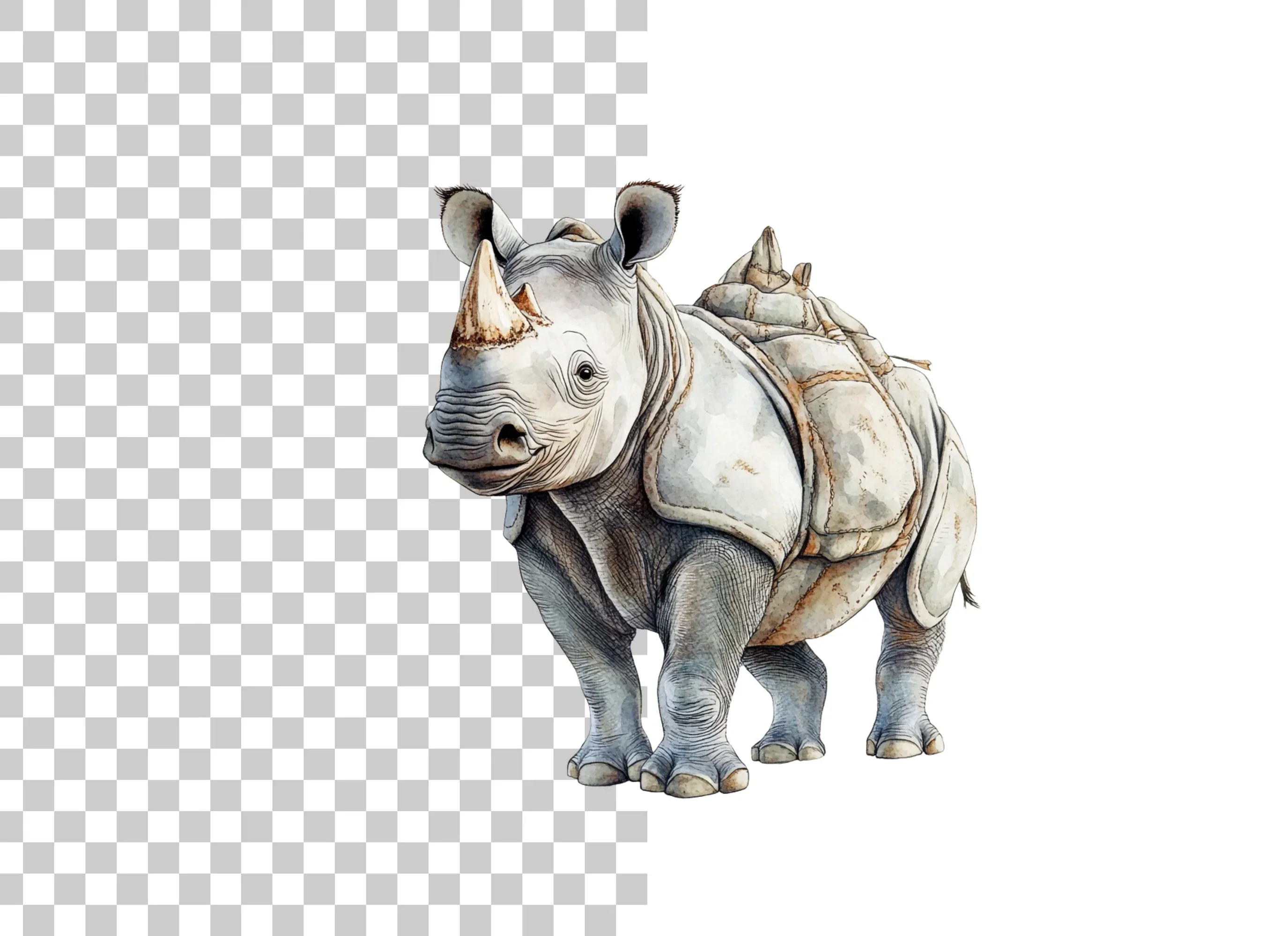 Baby Rhino Cute Wildlife Clipart Bundle - Image 6