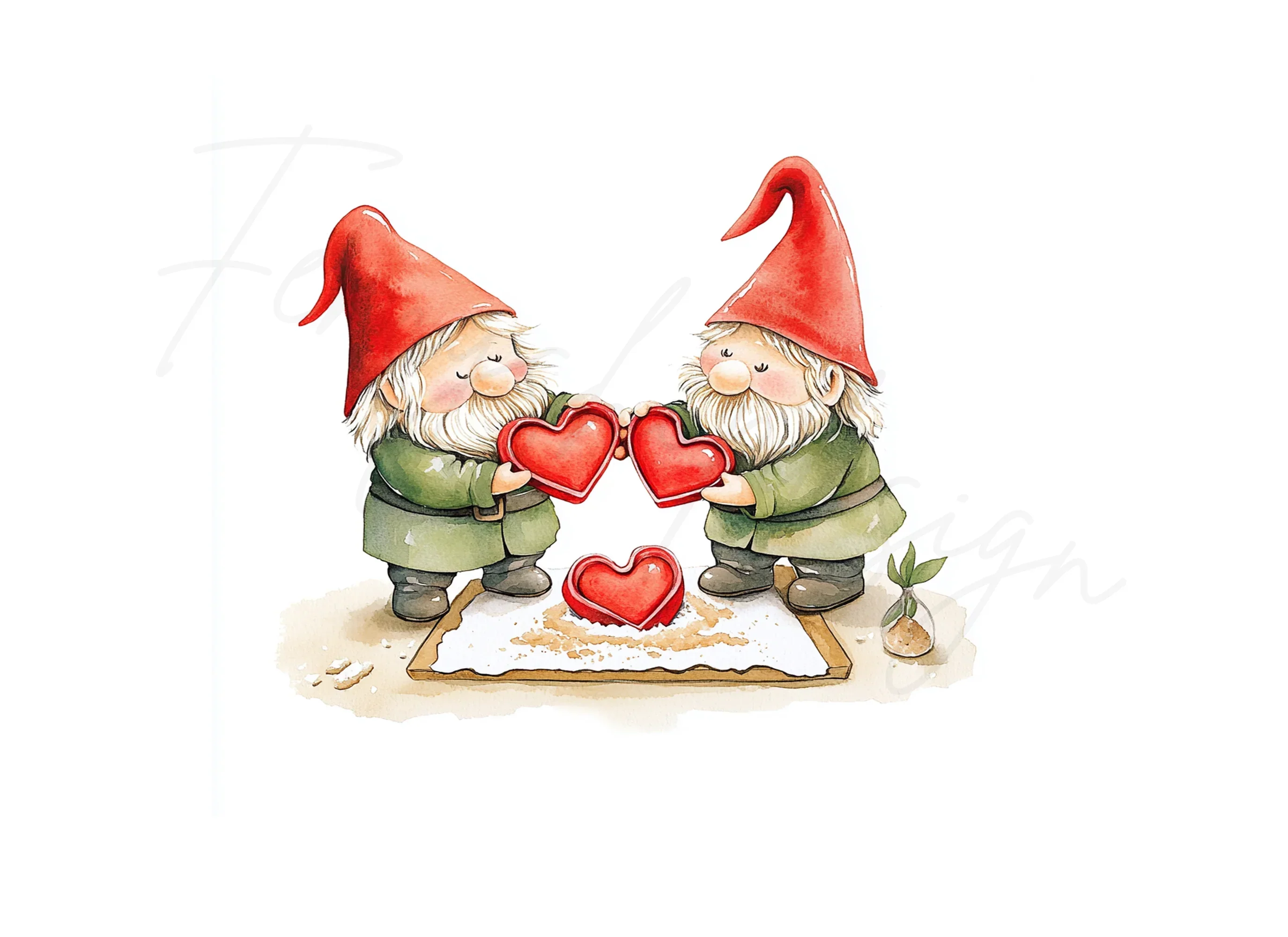 Baking Gnomes with Hearts Clipart Bundle - Image 3