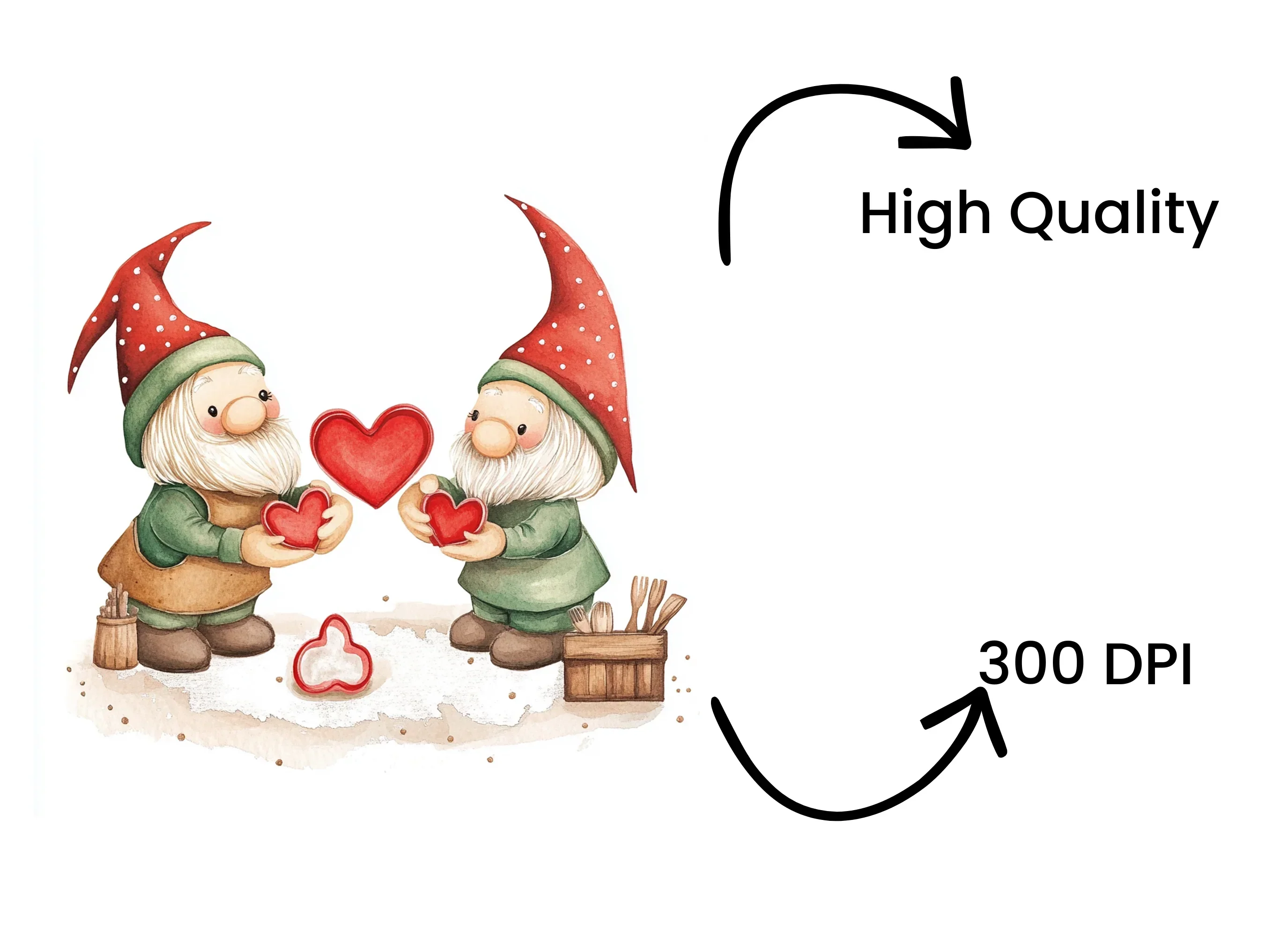 Baking Gnomes with Hearts Clipart Bundle - Image 4