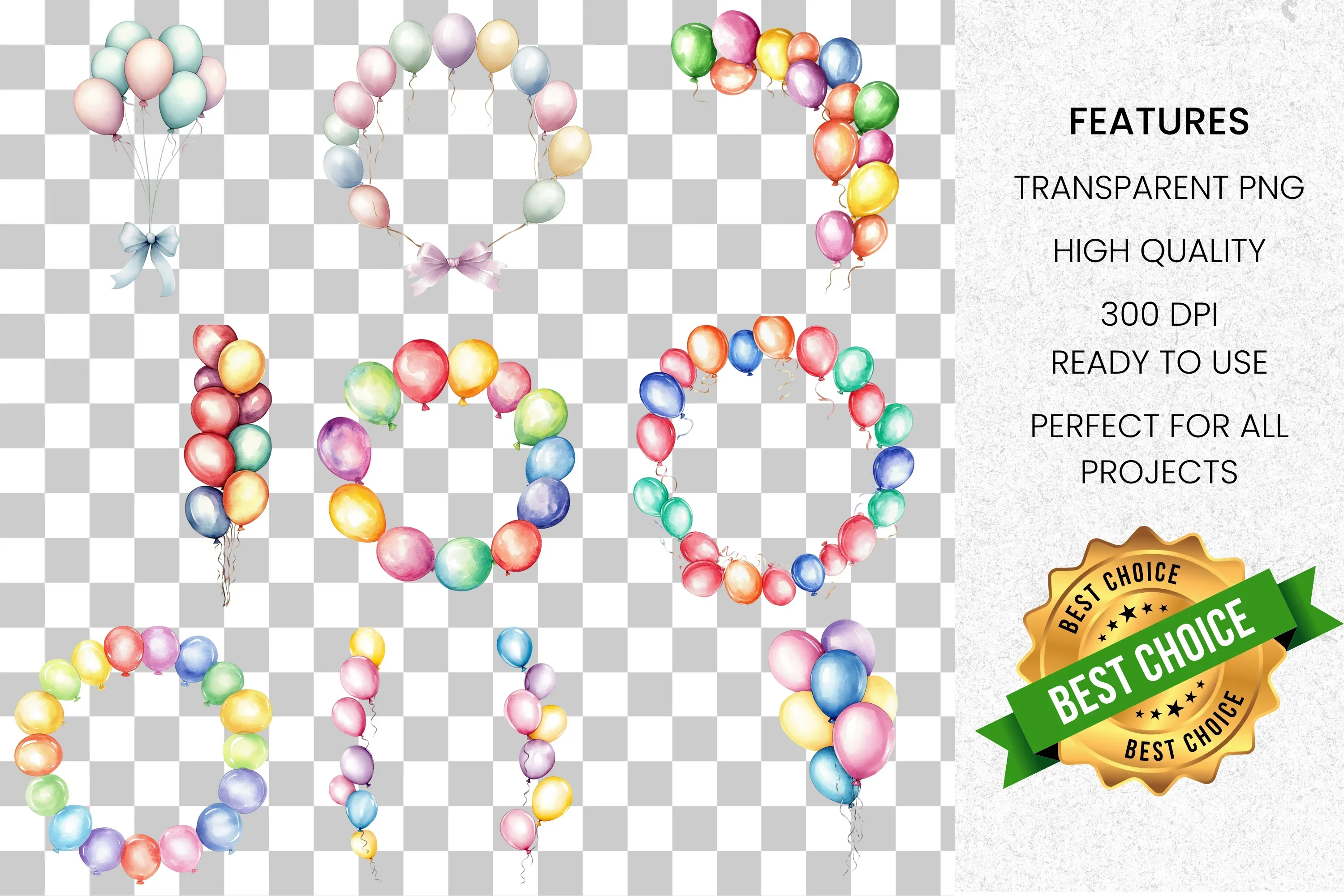 Balloon Frames Clipart Bundle - Image 2