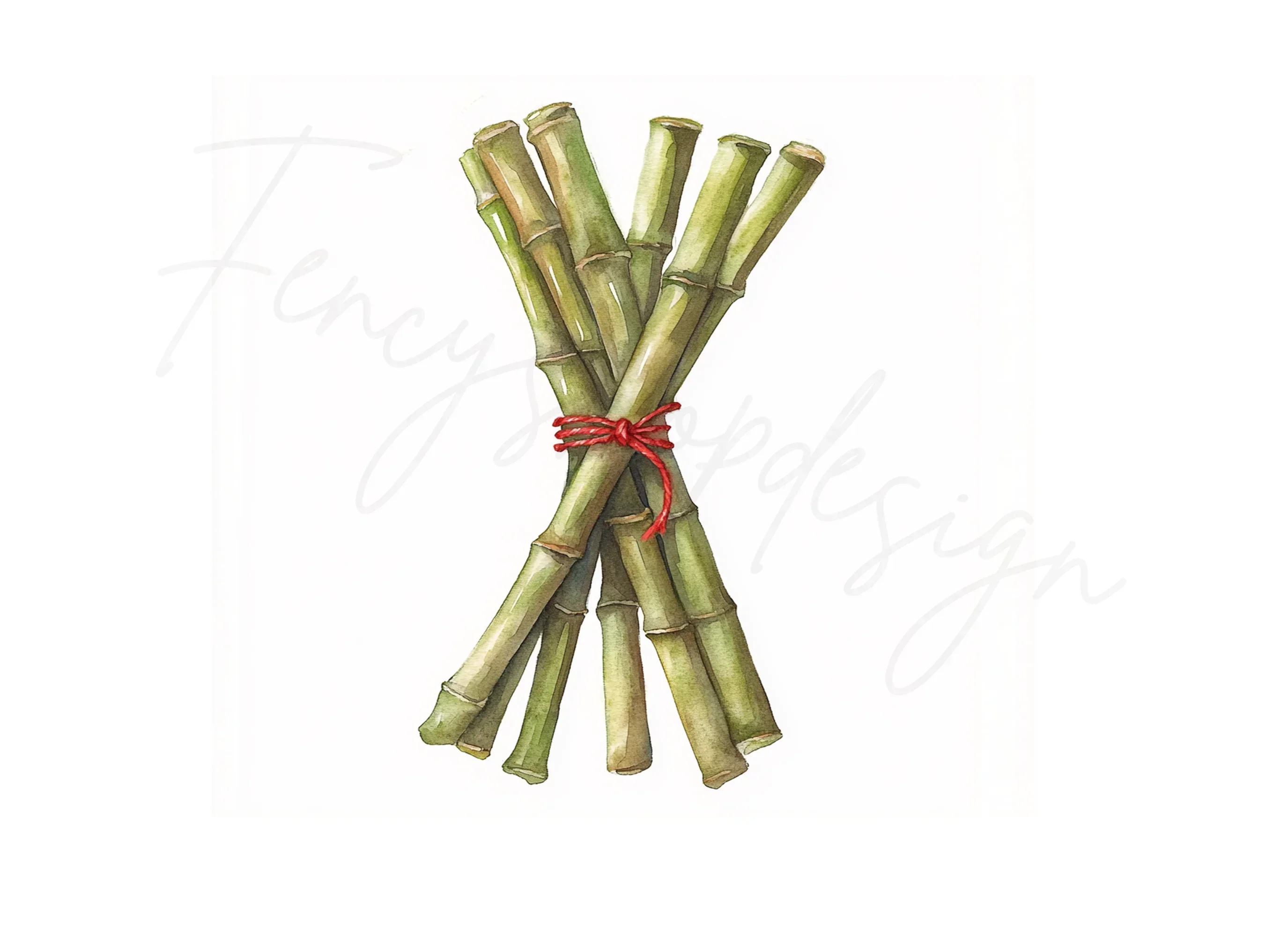 Bamboo Sticks with Red String Clipart Bundle - Image 3