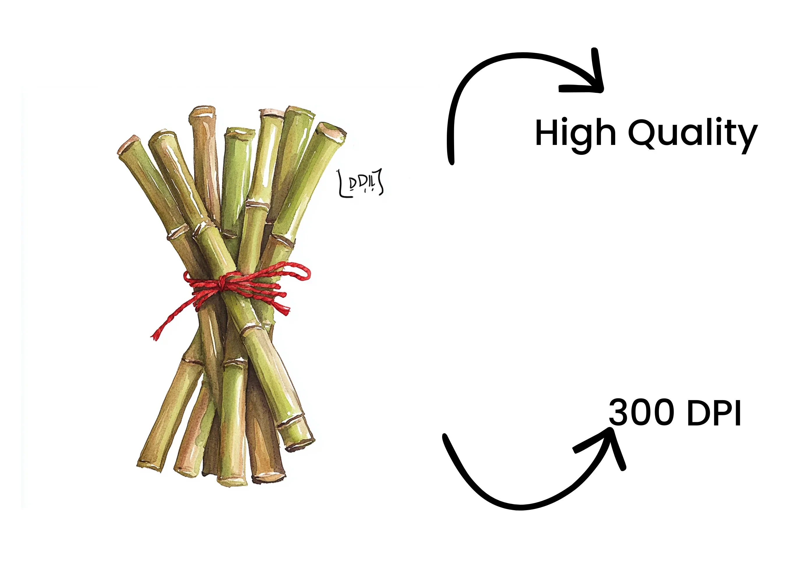 Bamboo Sticks with Red String Clipart Bundle - Image 4