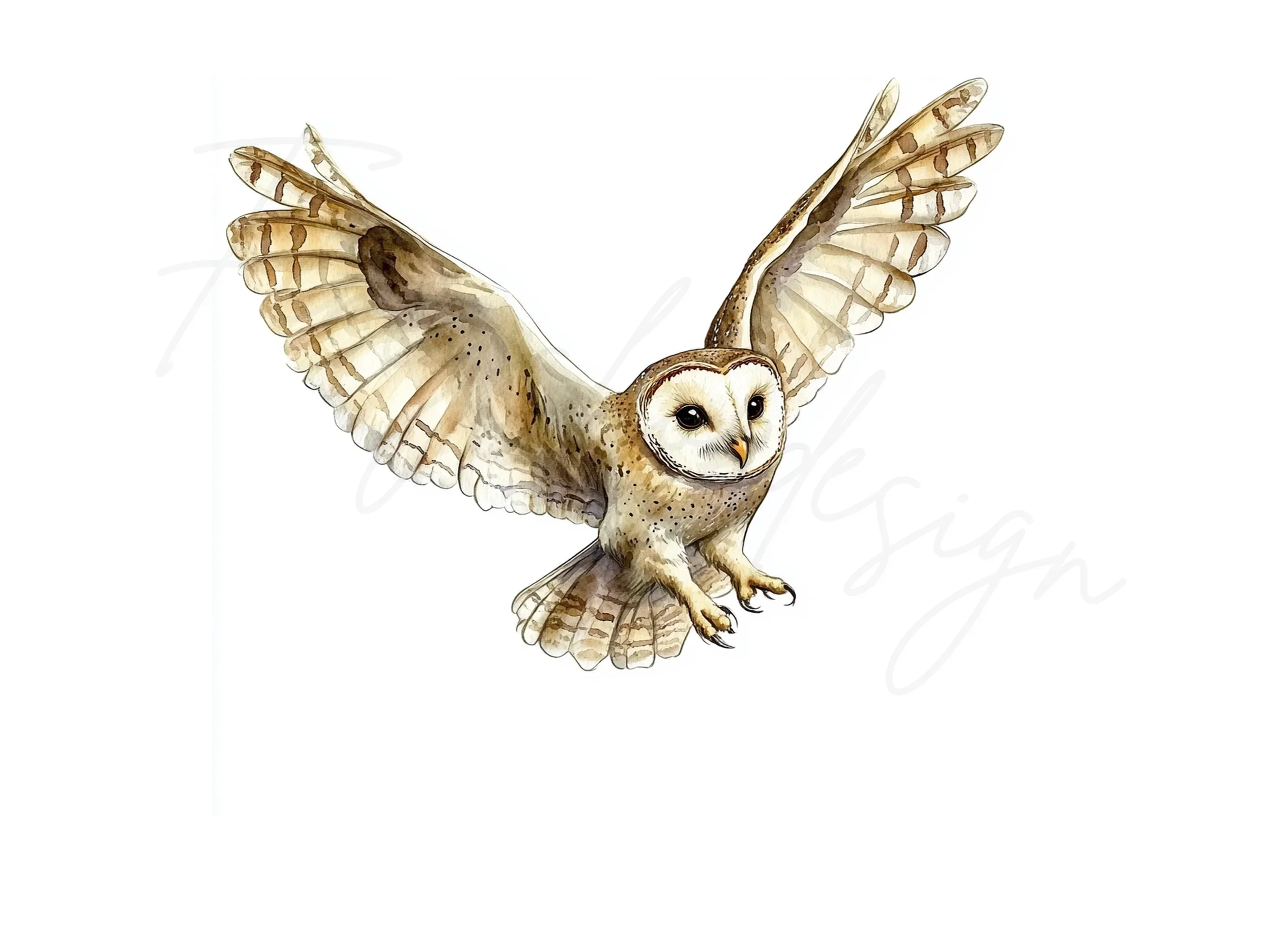 Barn Owl Flying Clipart Bundle - Image 3