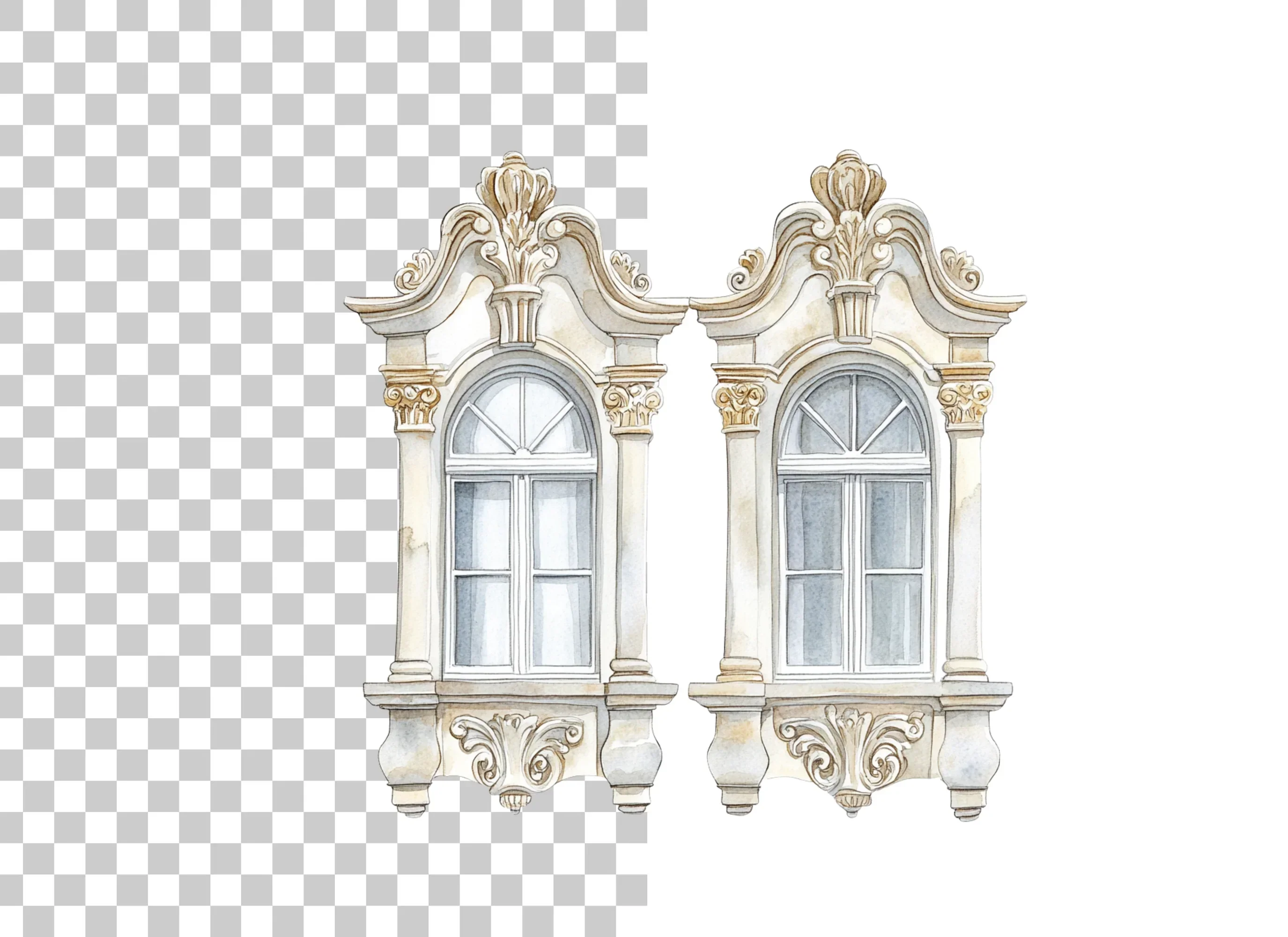 Baroque Ornate Windows Clipart Bundle - Image 6