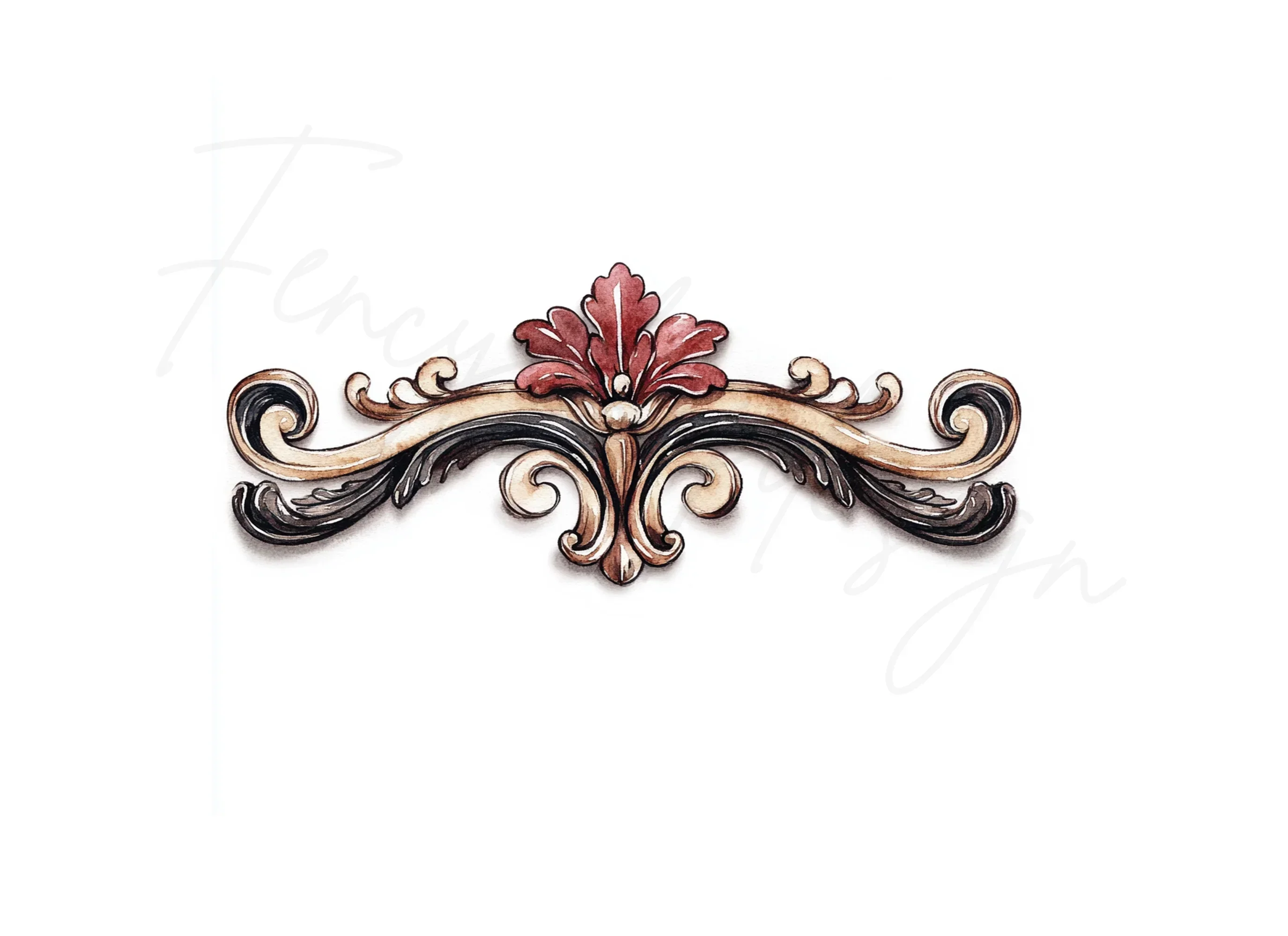 Baroque Scrollwork Borders Clipart Bundle