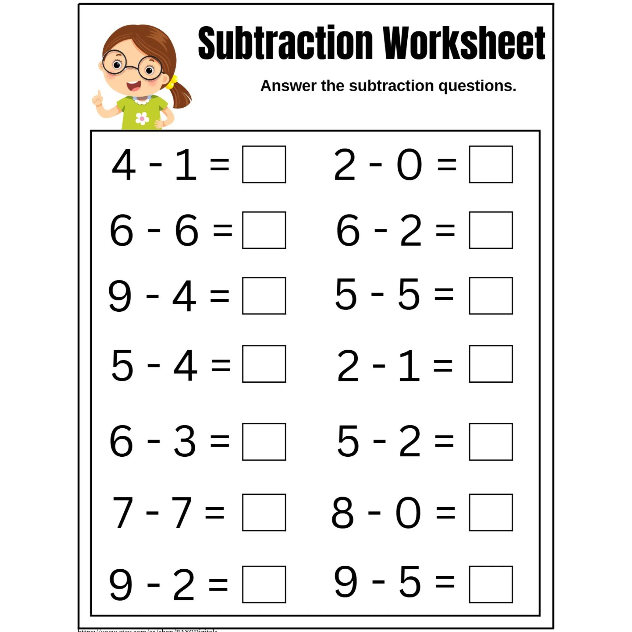 Basic Subtraction Practice Worksheets - Image 2