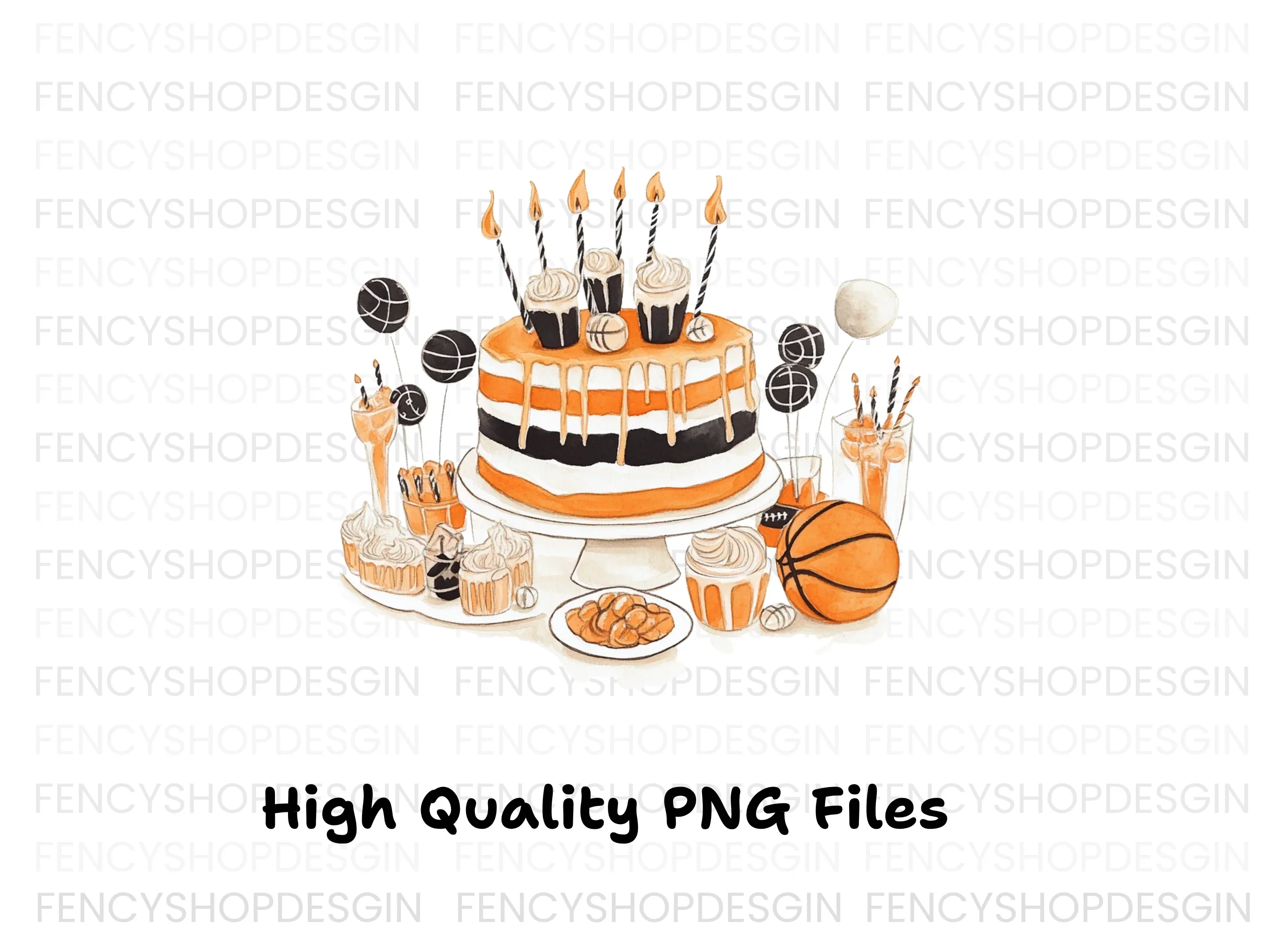 Basketball Themed Dessert Table Clipart Bundle - Image 2