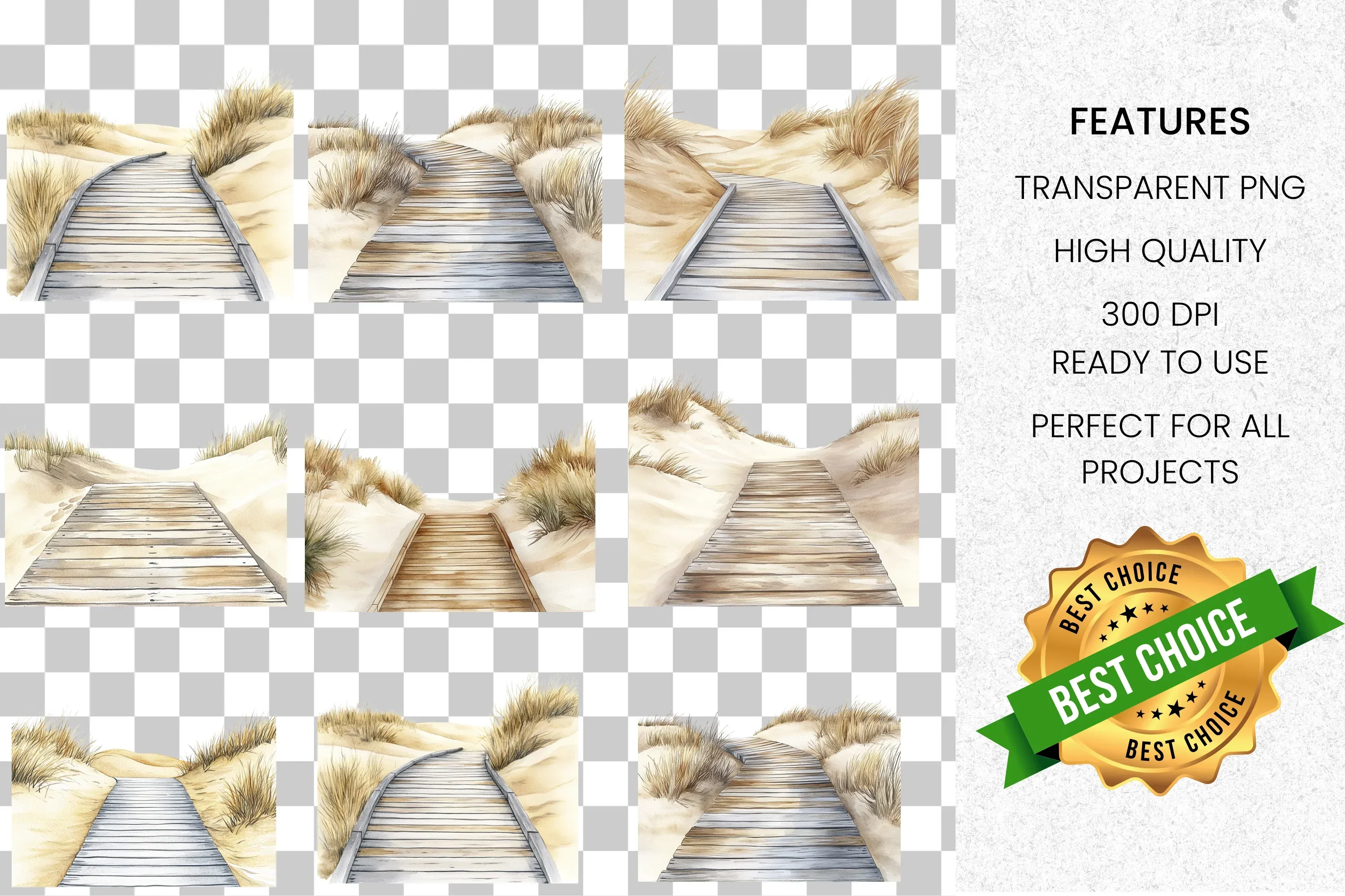 Beach Boardwalk Clipart Bundle - Image 7