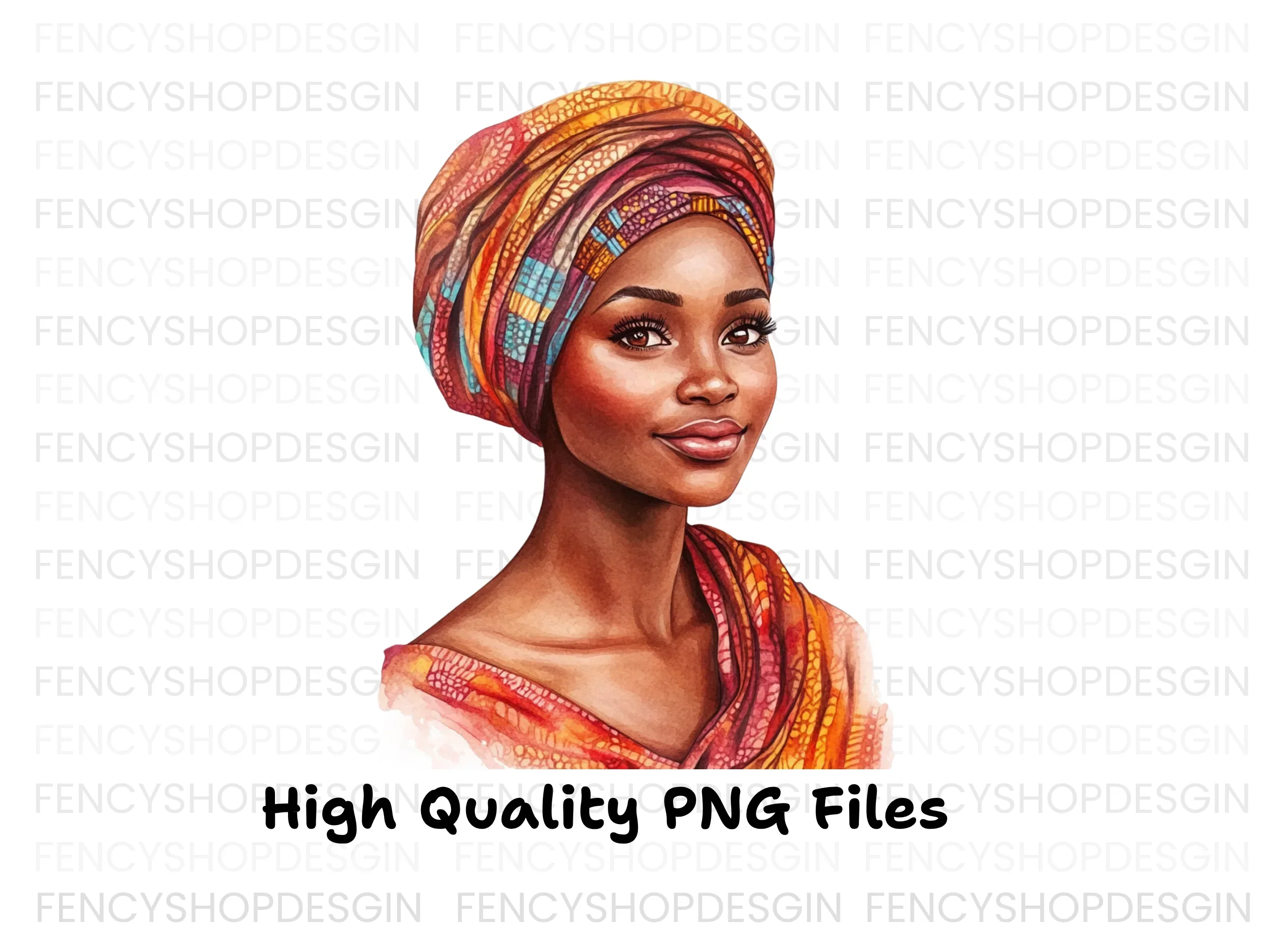 Beautiful African Woman Turban Clipart Bundle - Image 3
