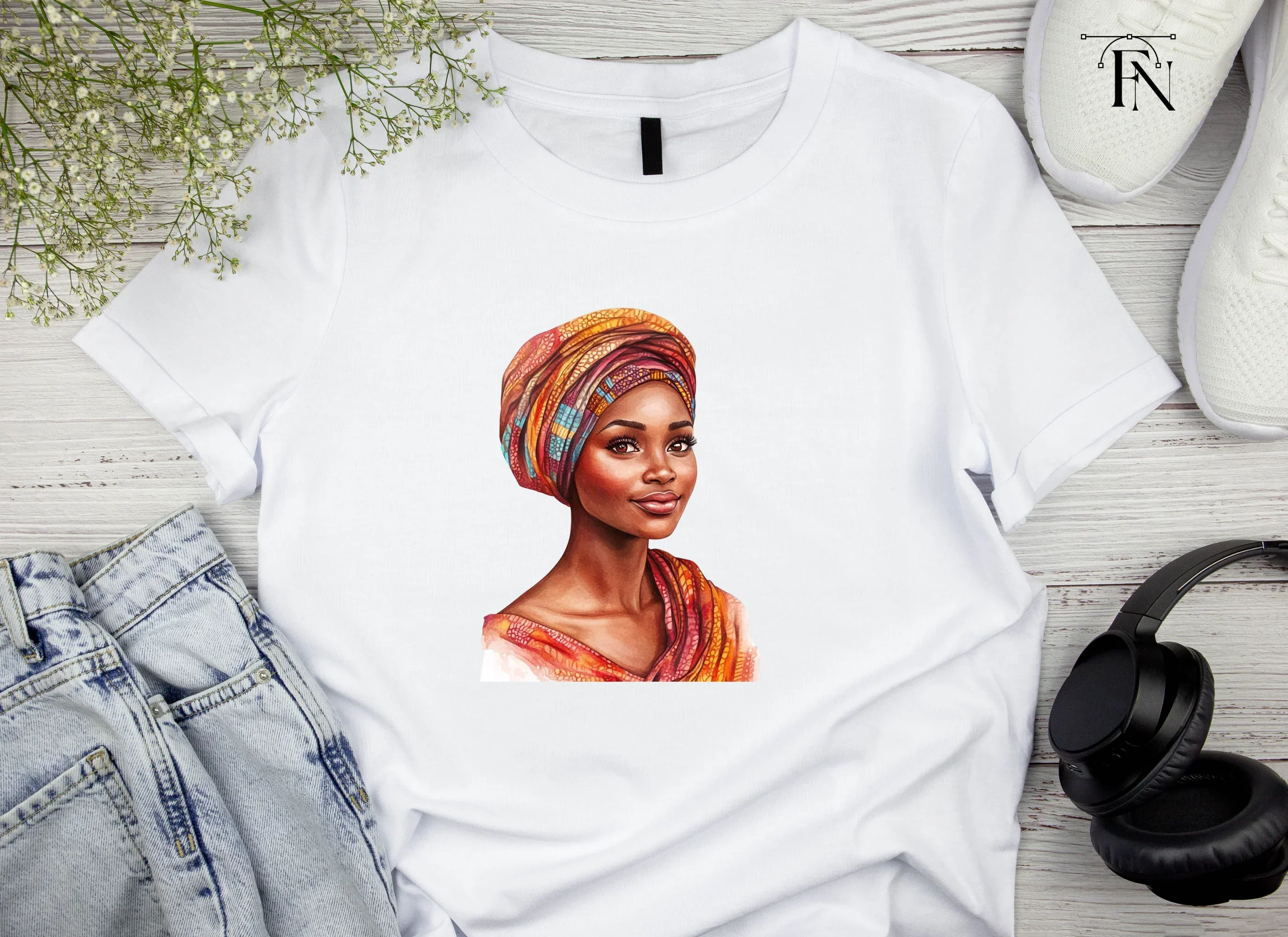 Beautiful African Woman Turban Clipart Bundle - Image 4