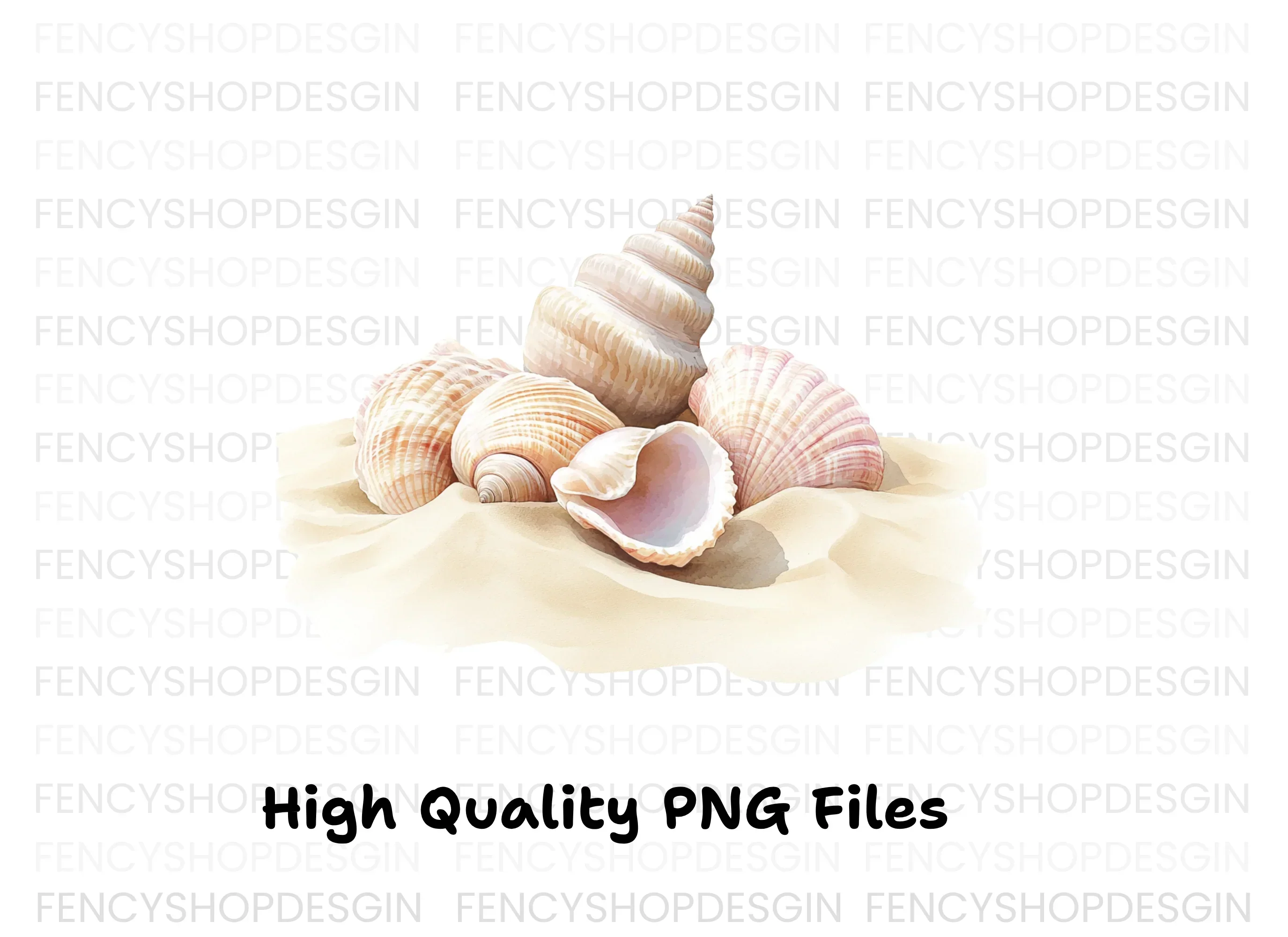 Beautiful Seashells on Sand Clipart Bundle - Image 2