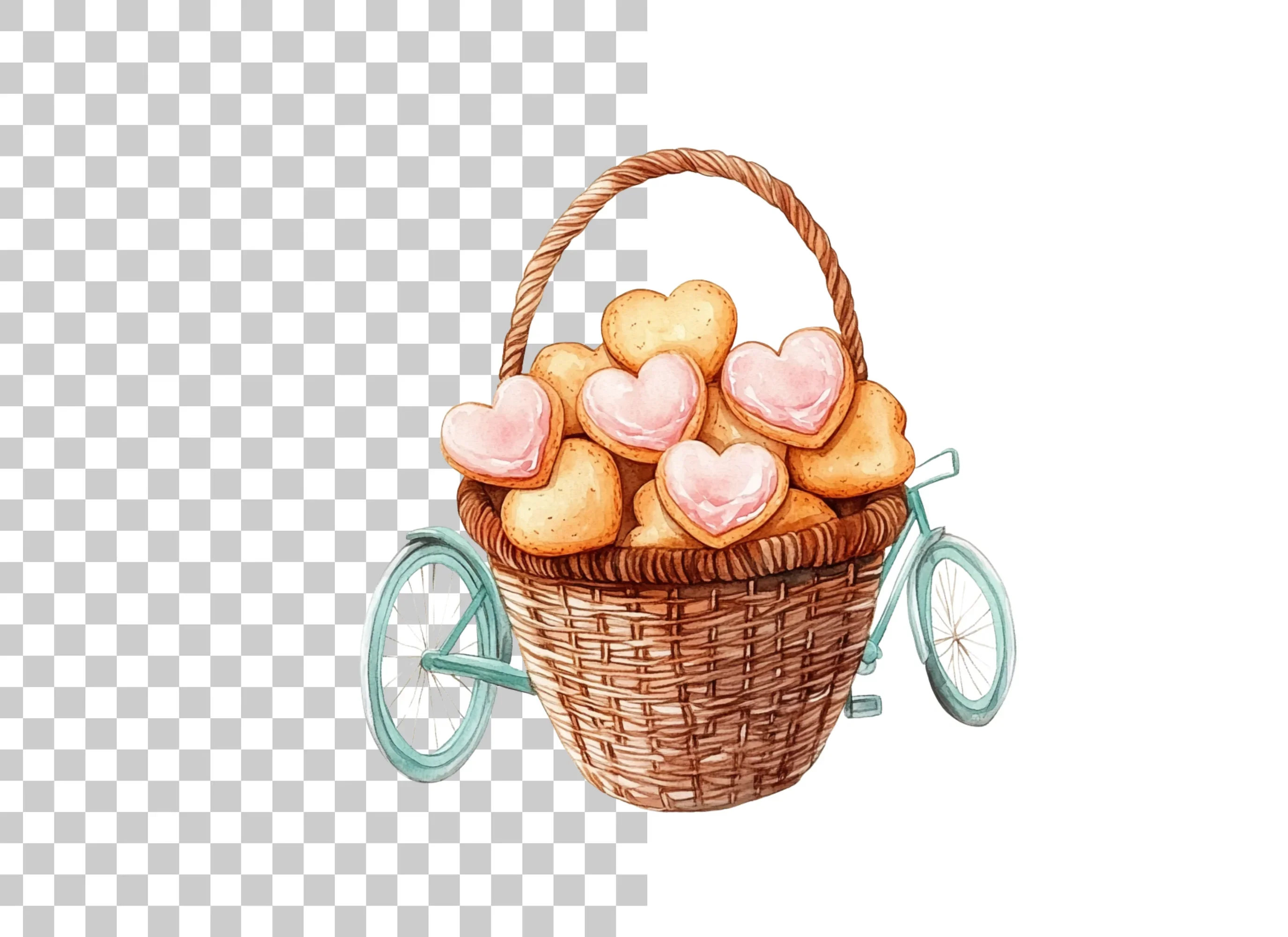Bicycle Basket Heart Cookies Clipart Bundle - Image 2