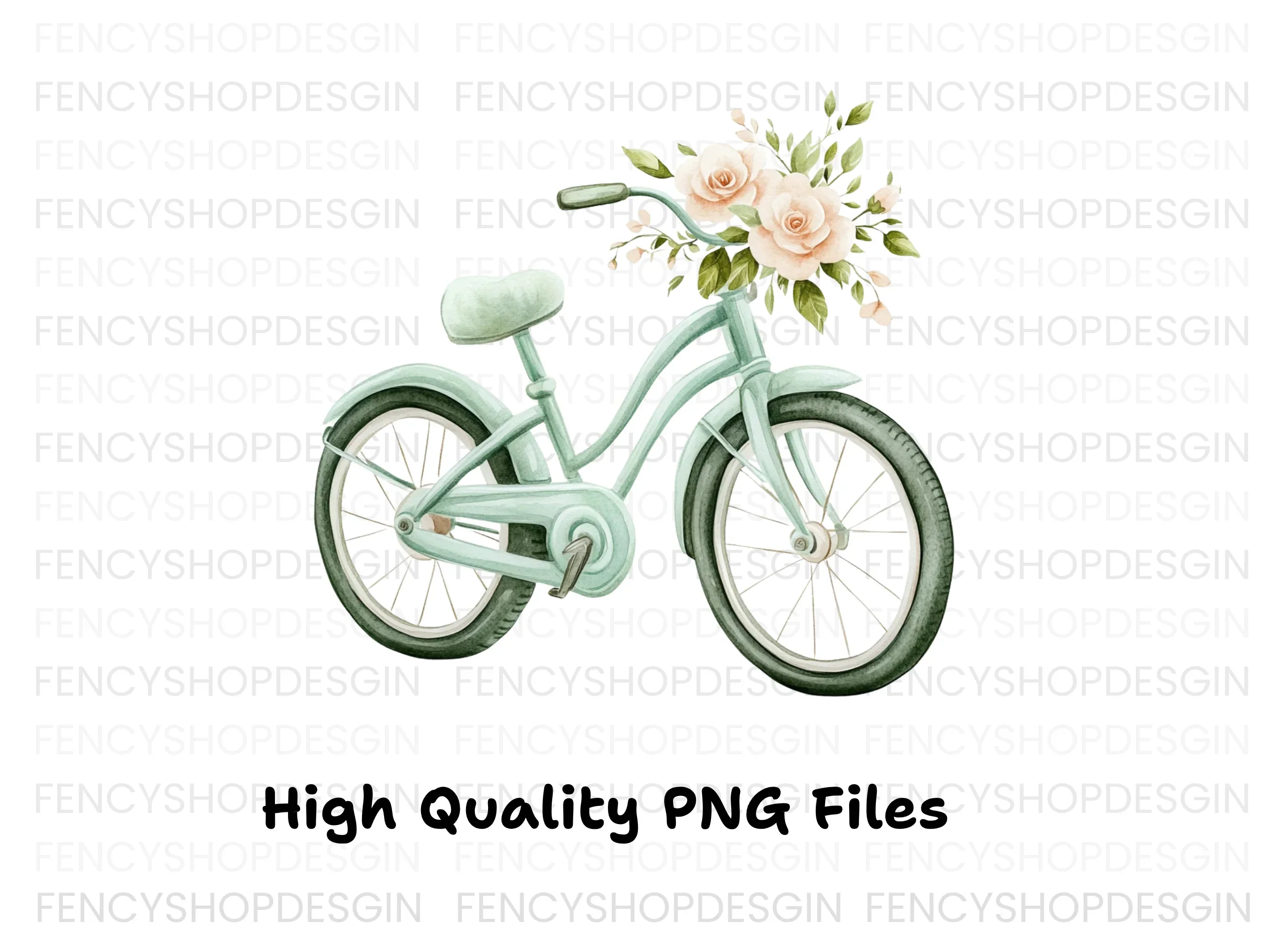 Bicycle with Peach Flowers Clipart Bundle - Image 3