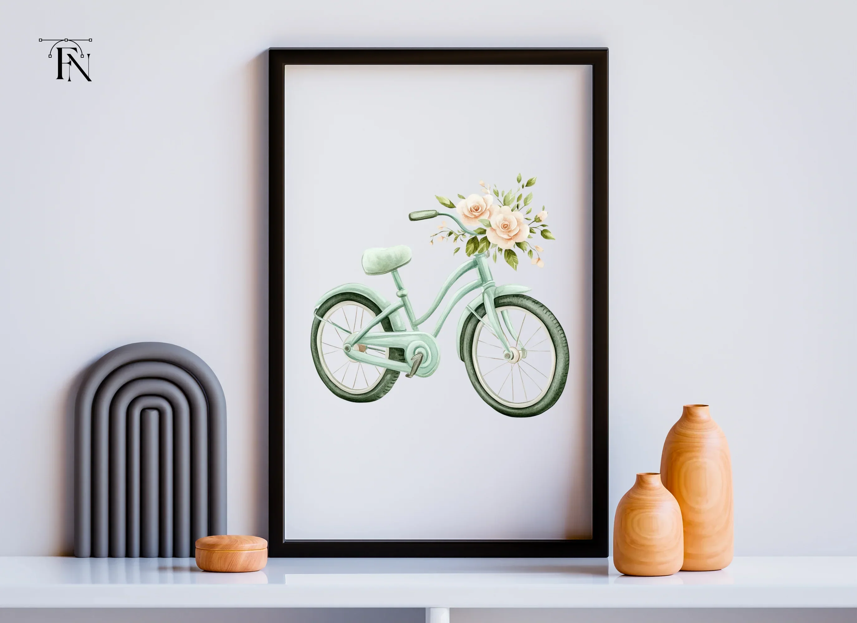 Bicycle with Peach Flowers Clipart Bundle - Image 6