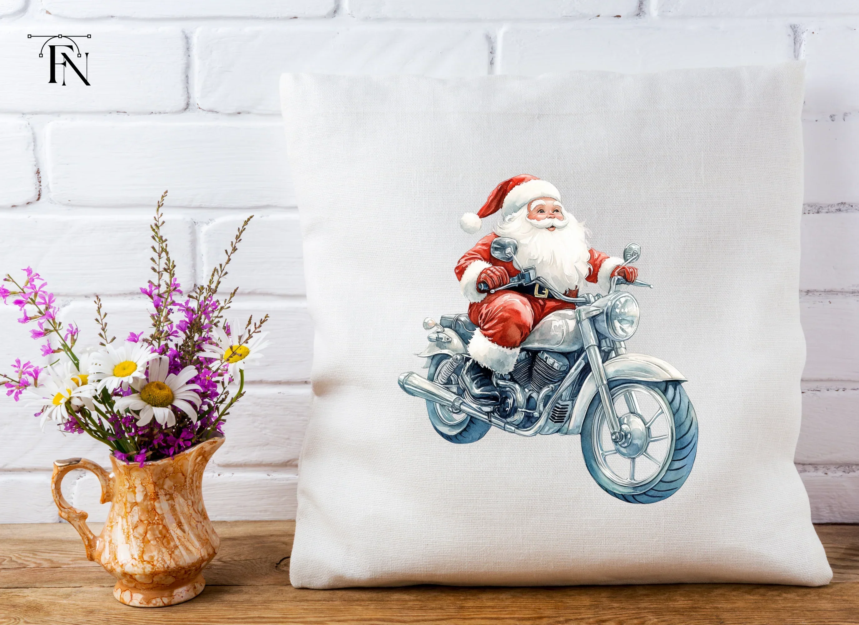 Biker Santa Christmas Clipart Bundle - Image 5