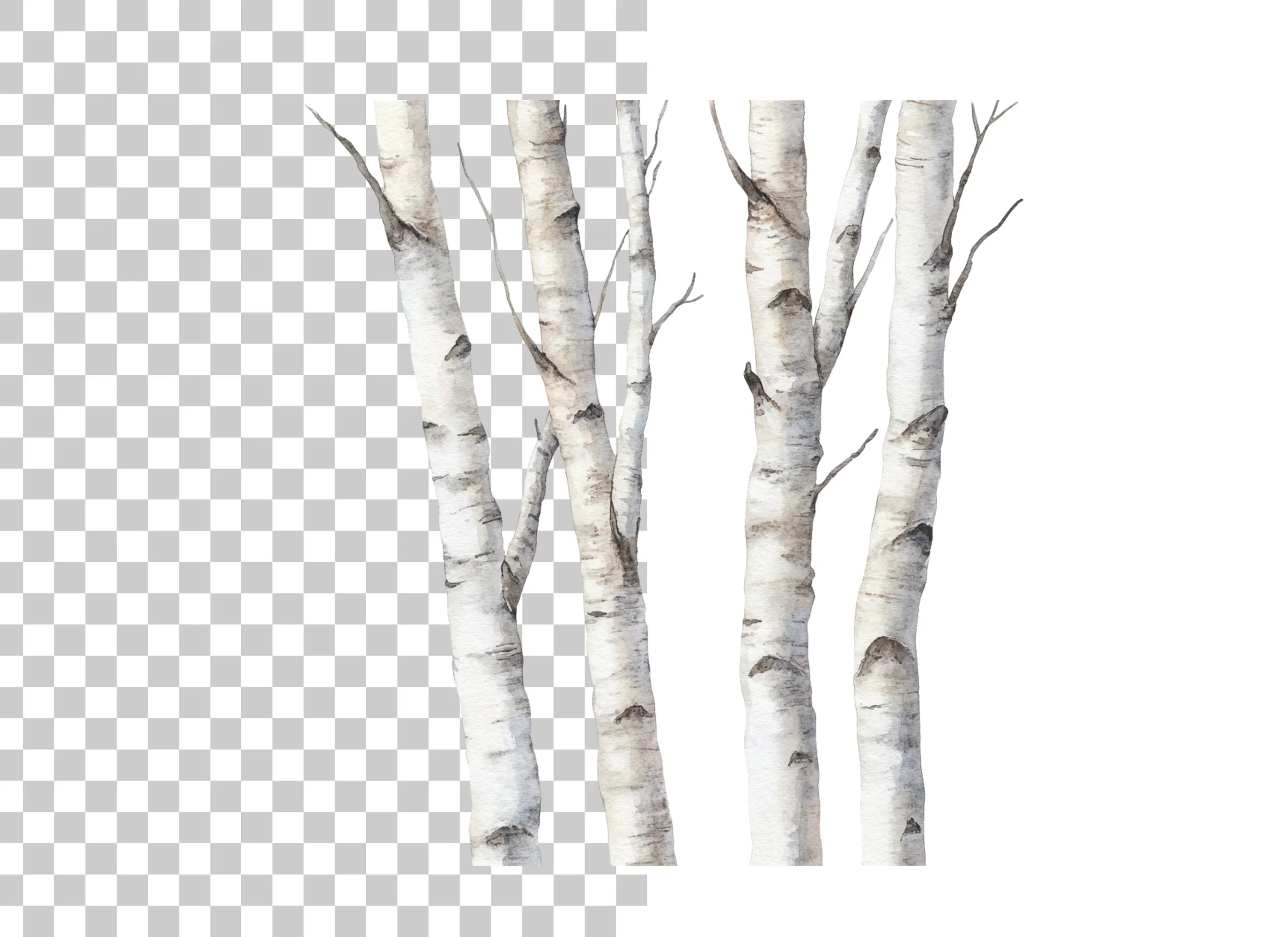 Birch Tree Trunks Clipart Bundle - Image 2
