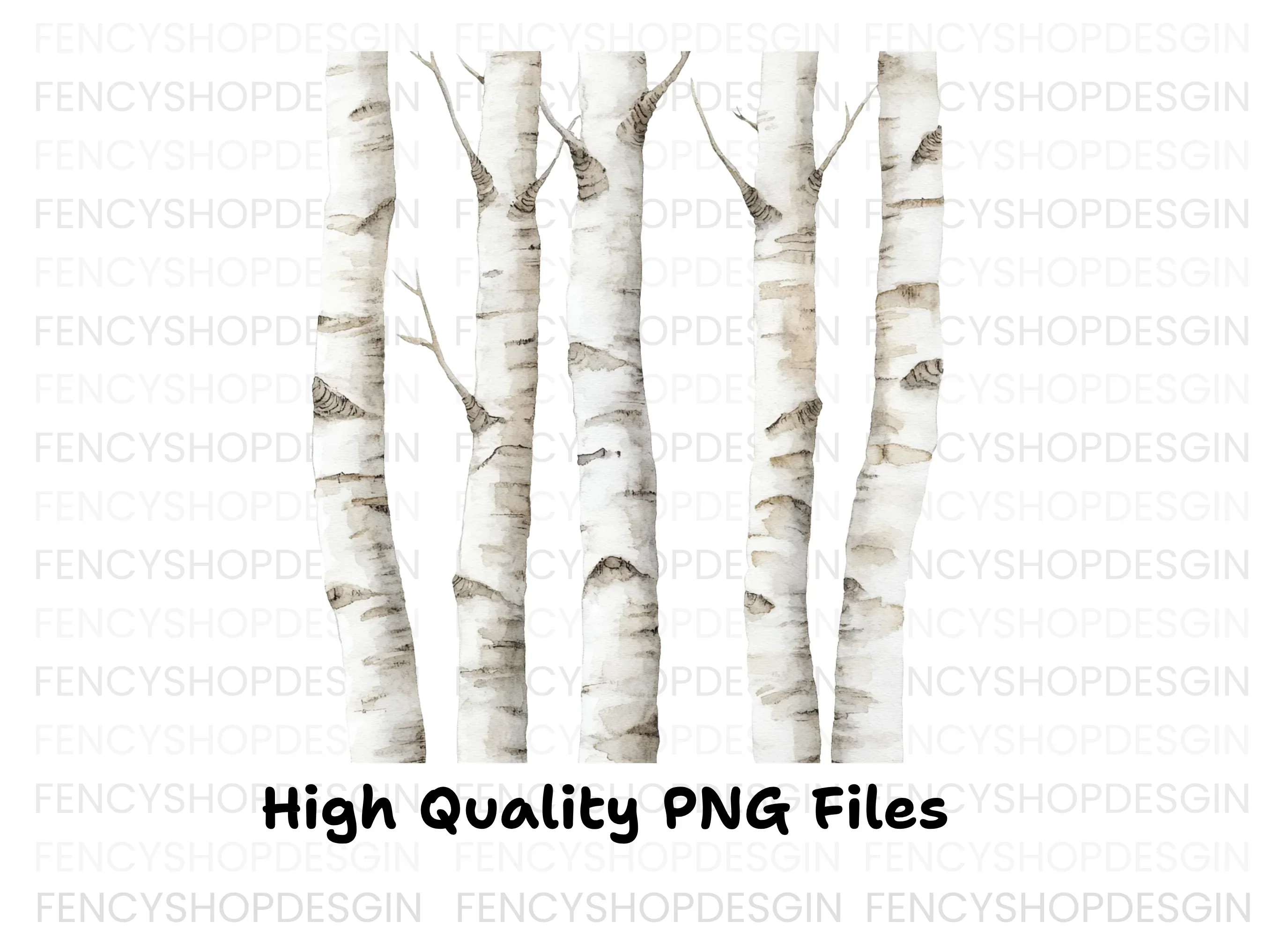 Birch Tree Trunks Clipart Bundle - Image 3
