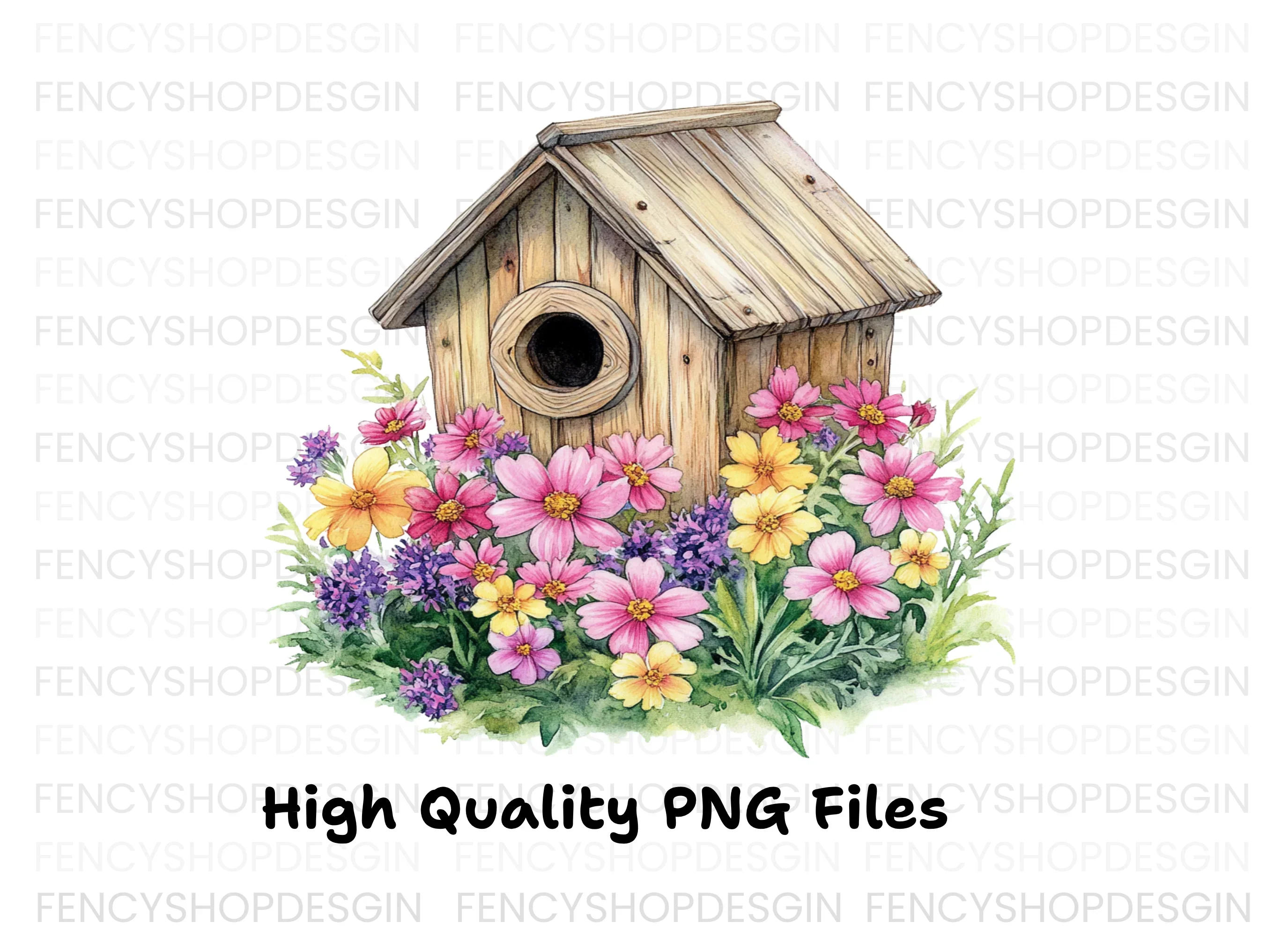Birdhouse and Flowers Clipart Bundle - Image 3