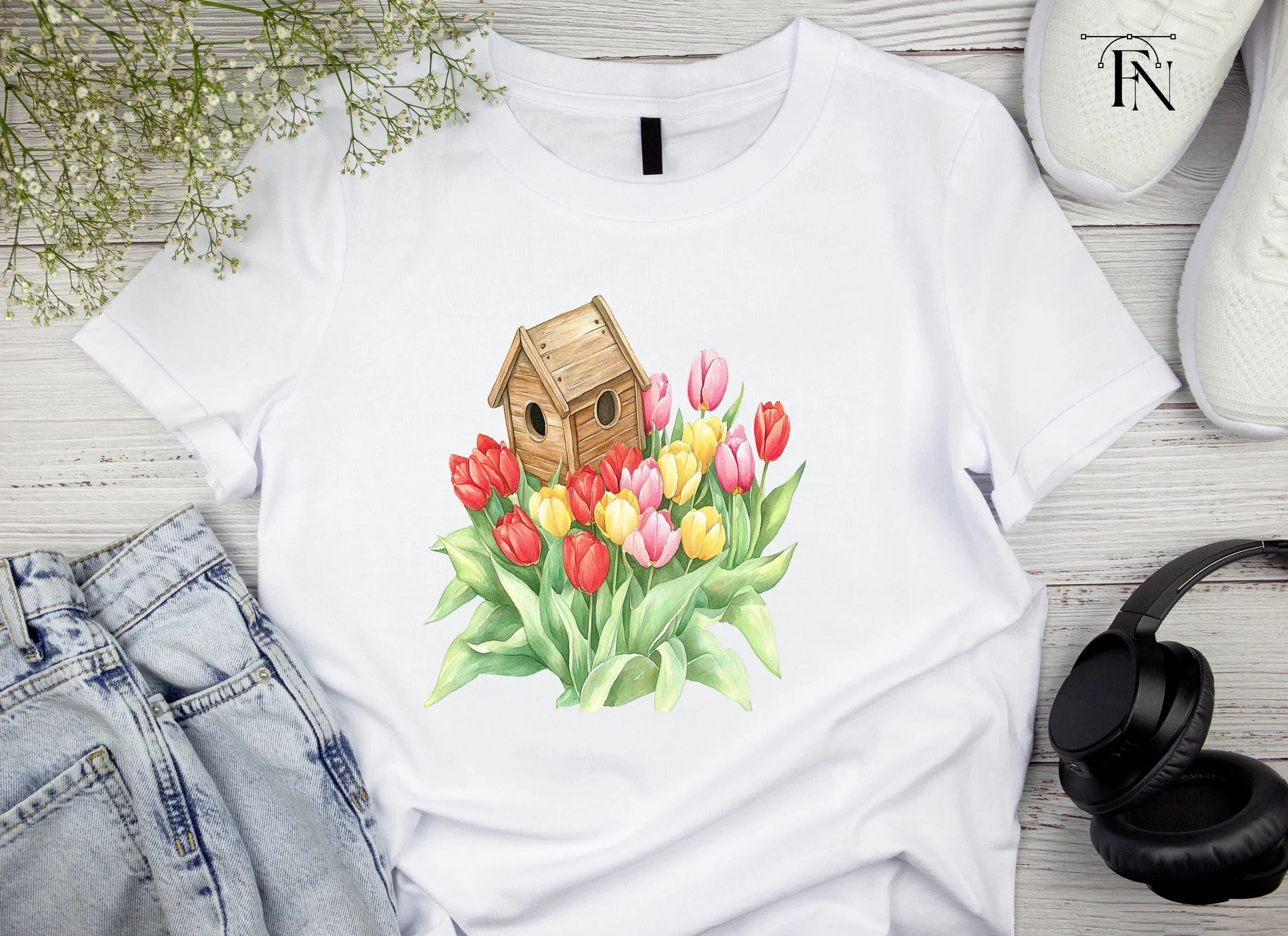 Birdhouse and Tulip Clipart Bundle - Image 4