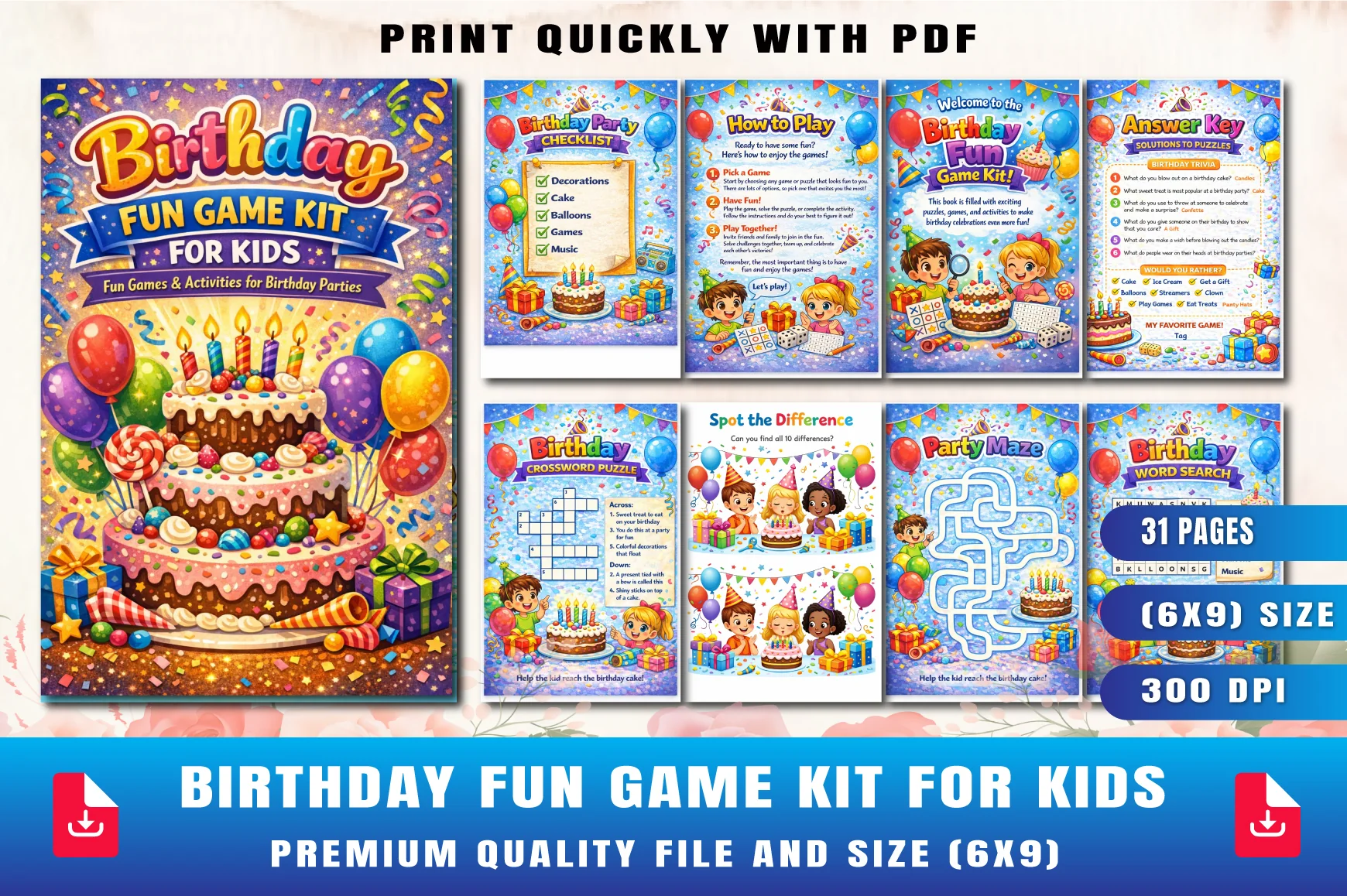 Birthday Fun Game Planner for Kids