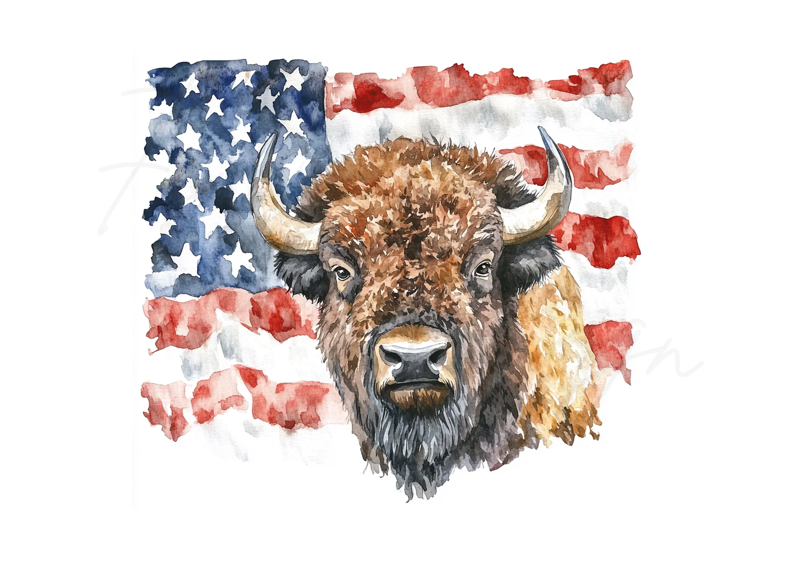 Bison American Flag Clipart Bundle - Image 2