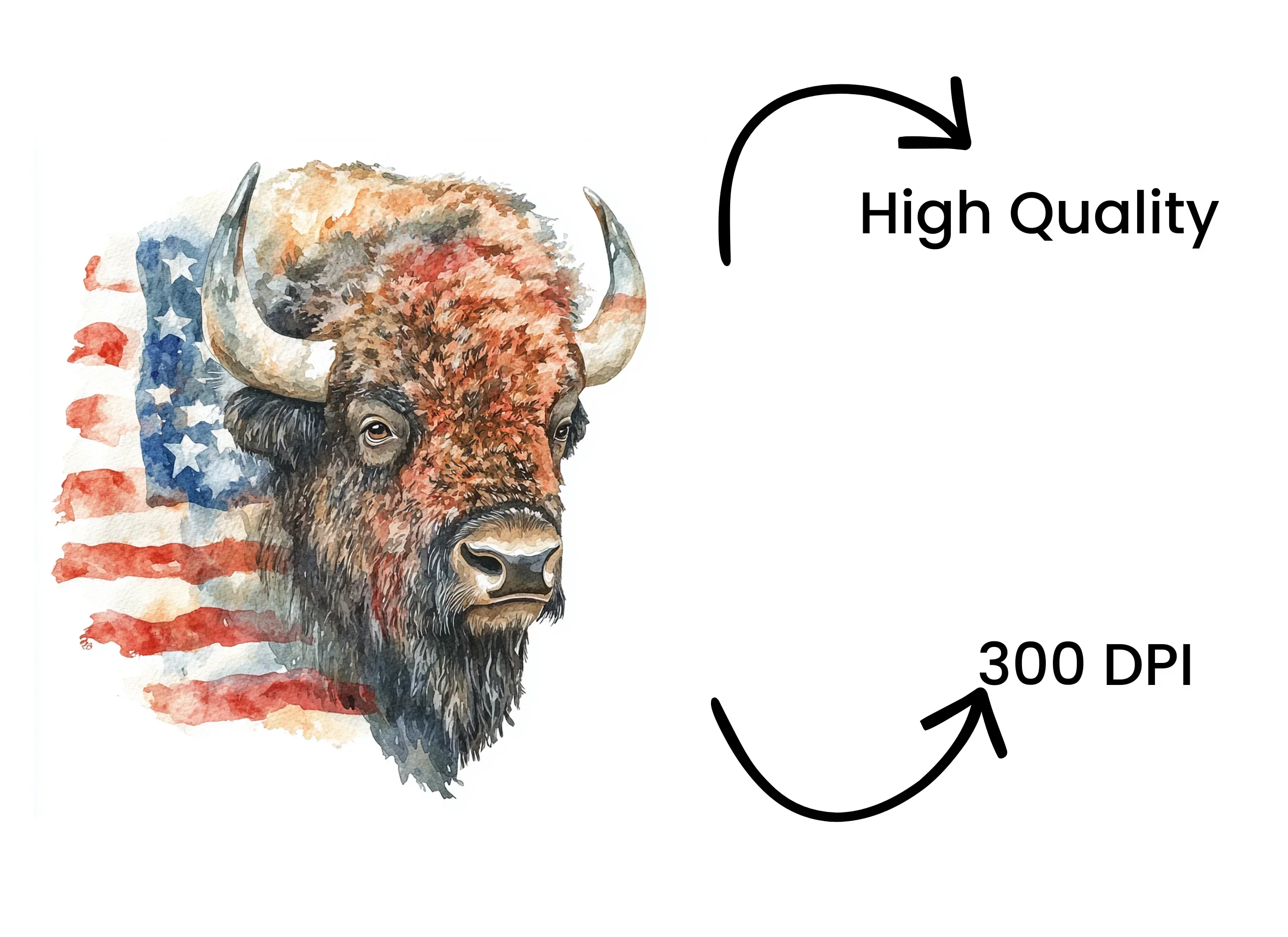 Bison Head USA Flag Clipart Bundle - Image 4