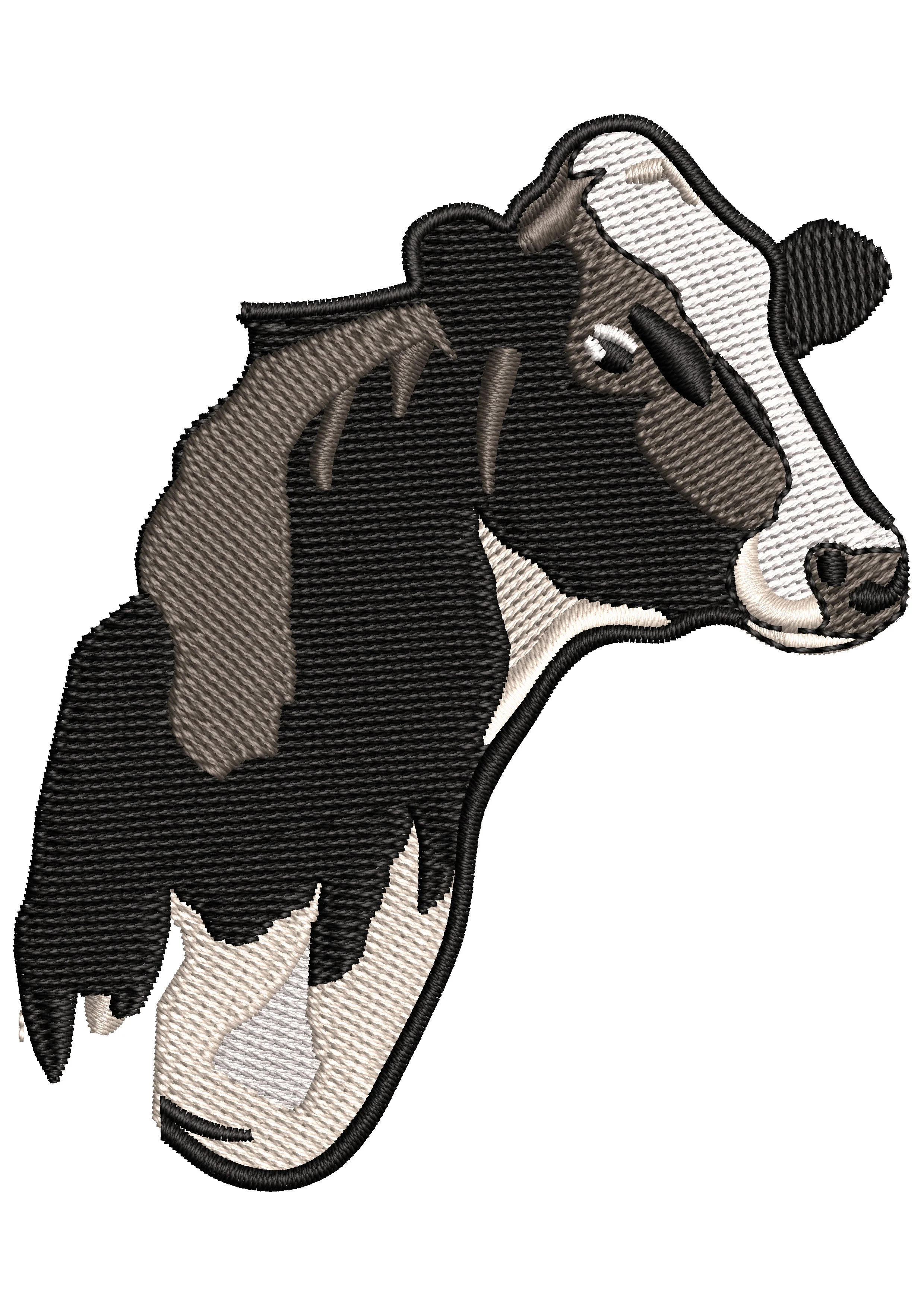 Black Cow Head Embroidery Design