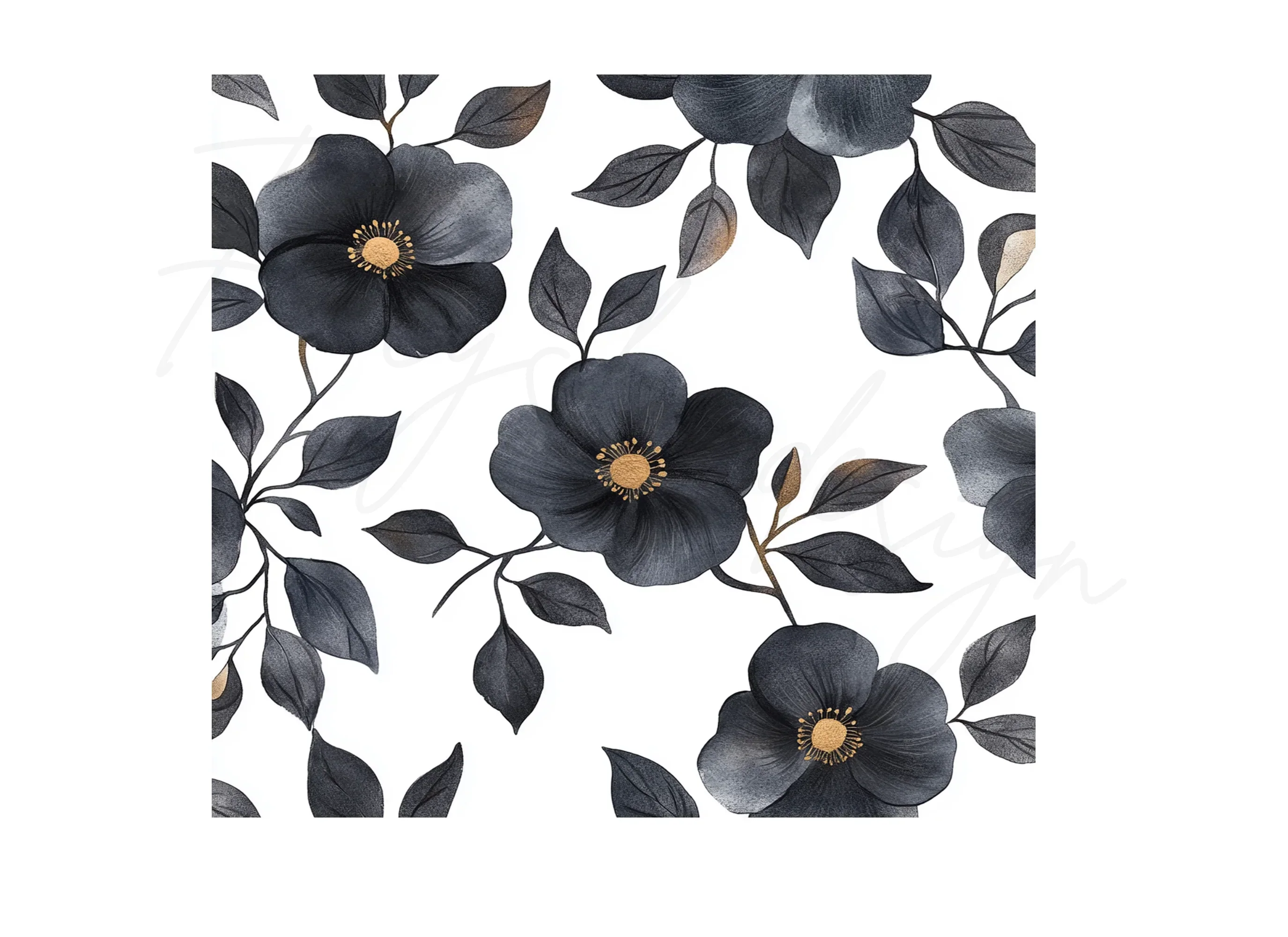 Black Gold Floral Clipart Bundle - Image 2