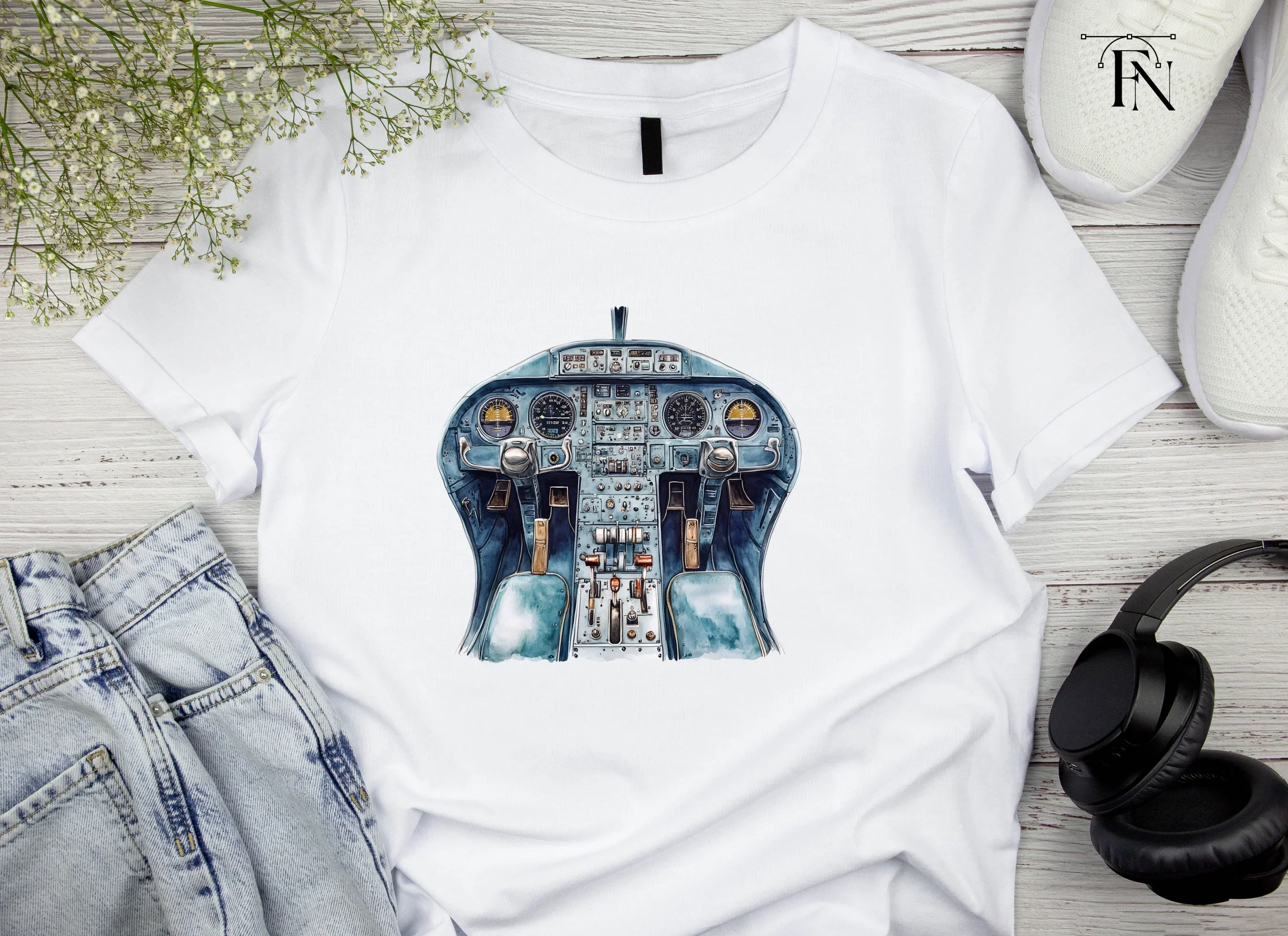 Blue Airplane Cockpit Clipart Bundle - Image 5