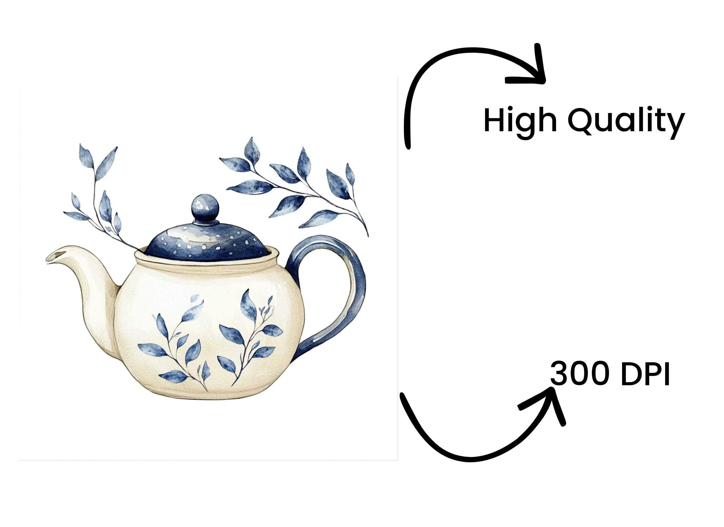 Blue and White Floral Teapots Clipart Bundle - Image 4
