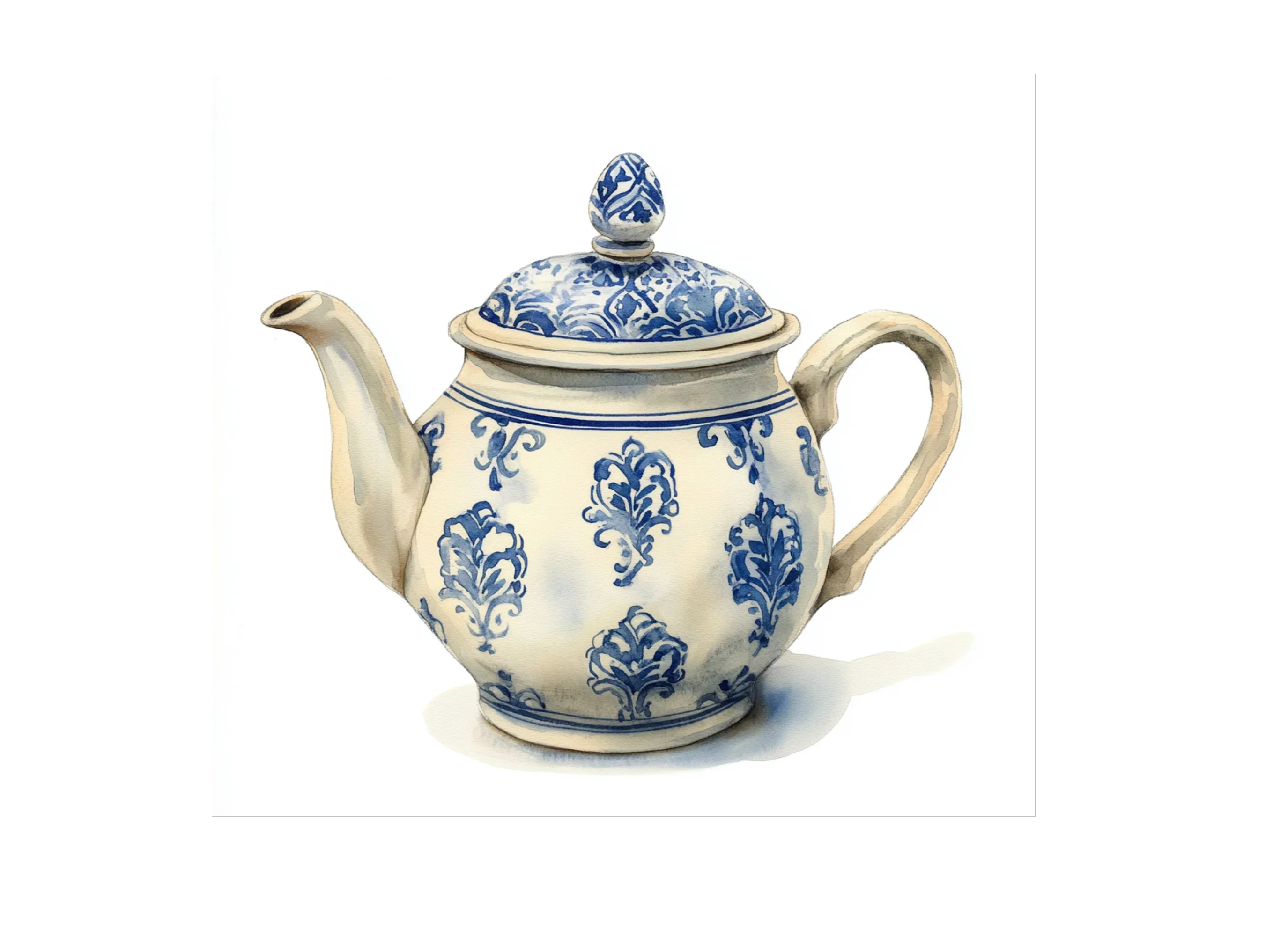 Blue and White Porcelain Teapot Clipart Bundle - Image 2