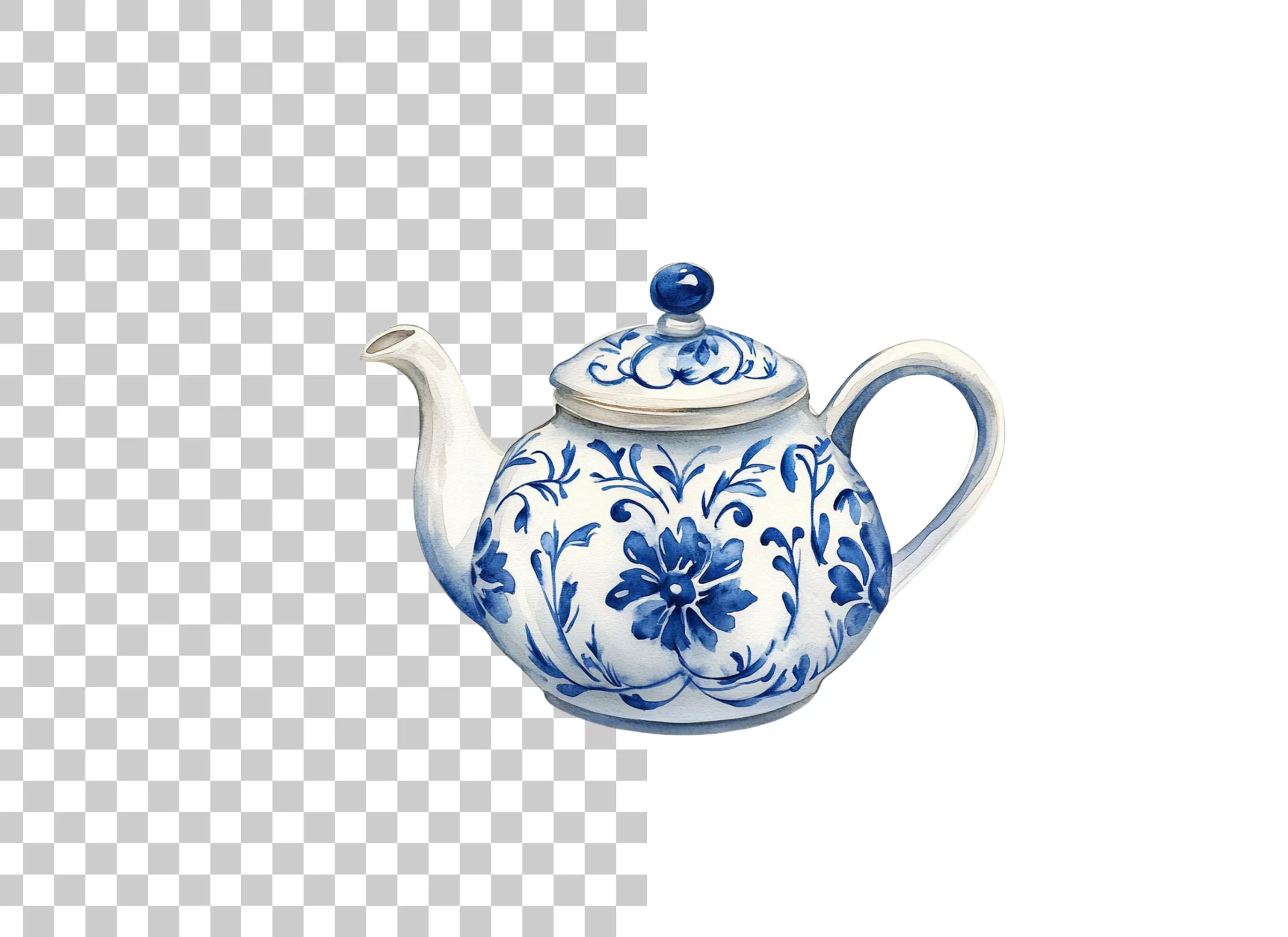 Blue and White Teapots Clipart Bundle - Image 6